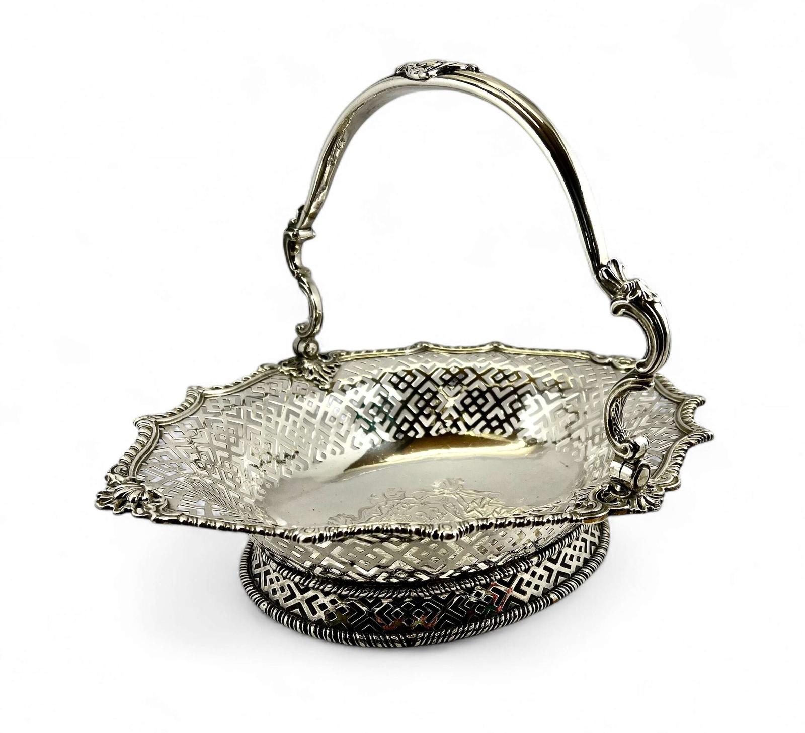 George II Antique Silver Bread Basket - Samuel Herbert, London 1755 (1 of 14)
