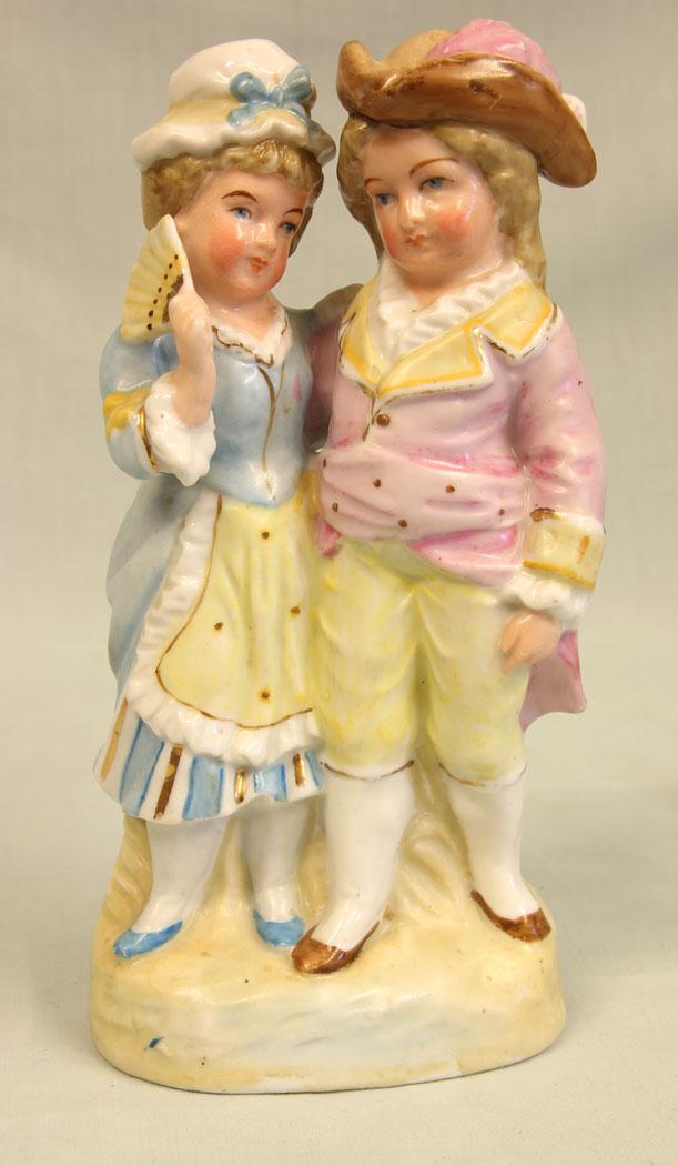 Antique Single Glazed Figure of Young Boy & Girl (1 of 5)