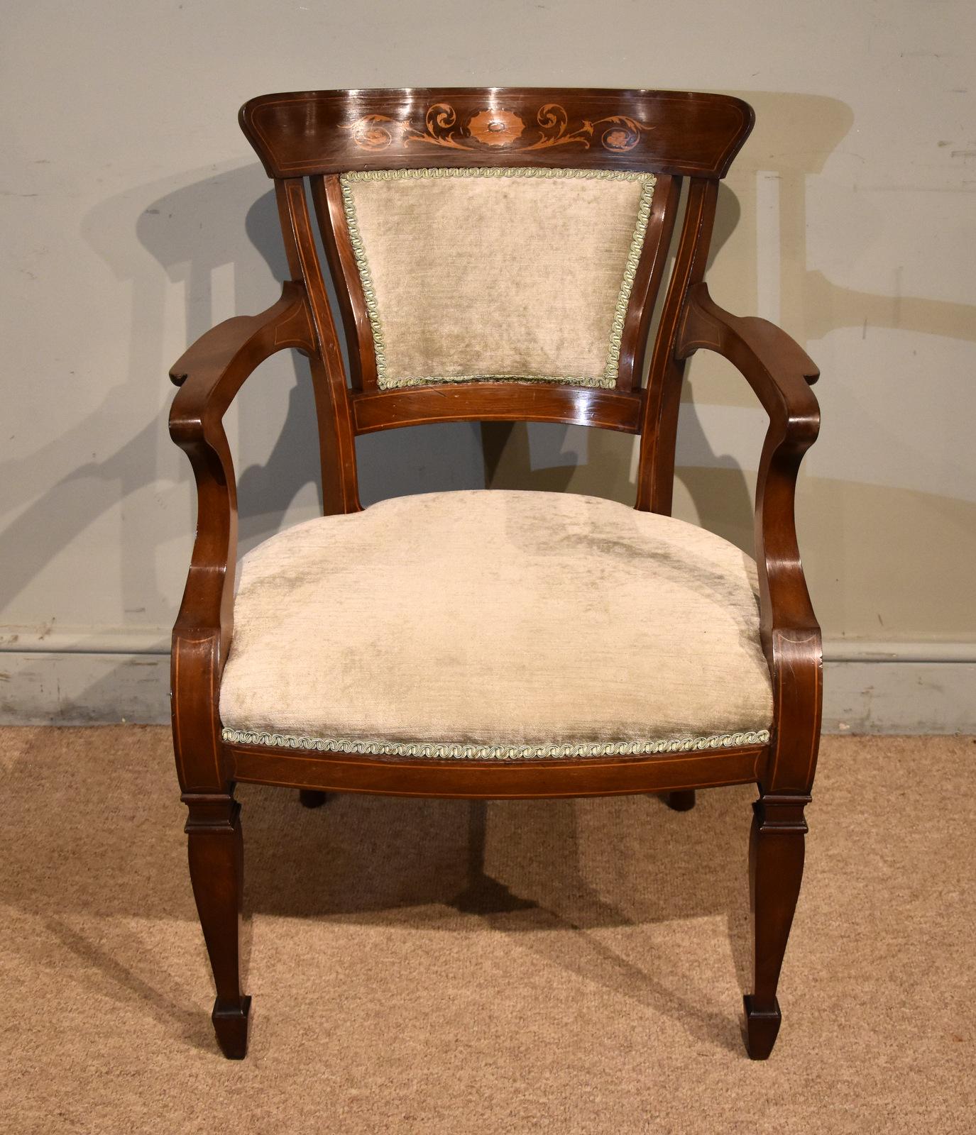 Victorian Mahogany Inlaid Chair Jenks & Wood (1 of 8)