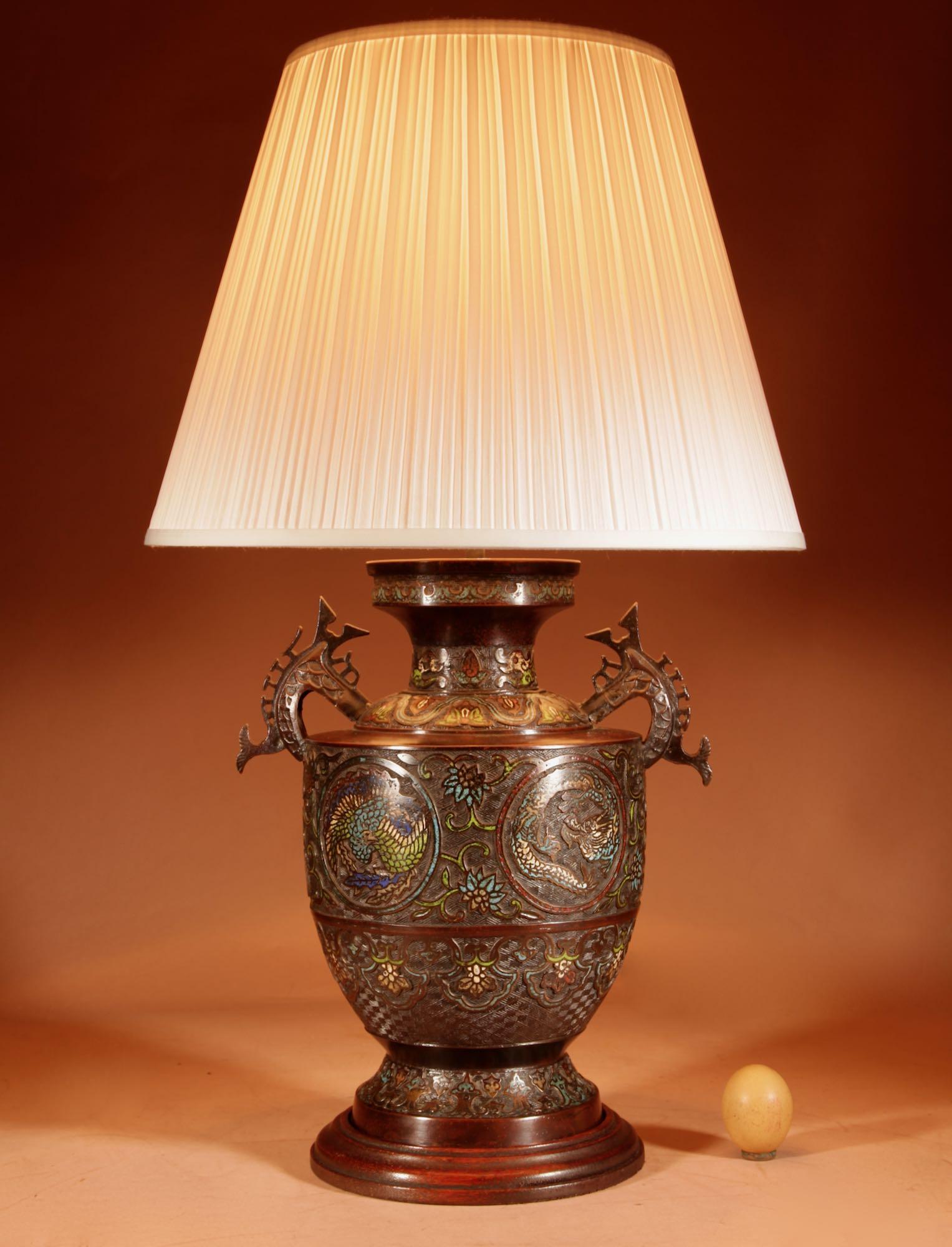 Large Impressive Champlevé Japanese Bronze Table Lamp (1 of 8) Large Impressive Champlevé Japanese Bronze Table Lamp (1 of 8)
