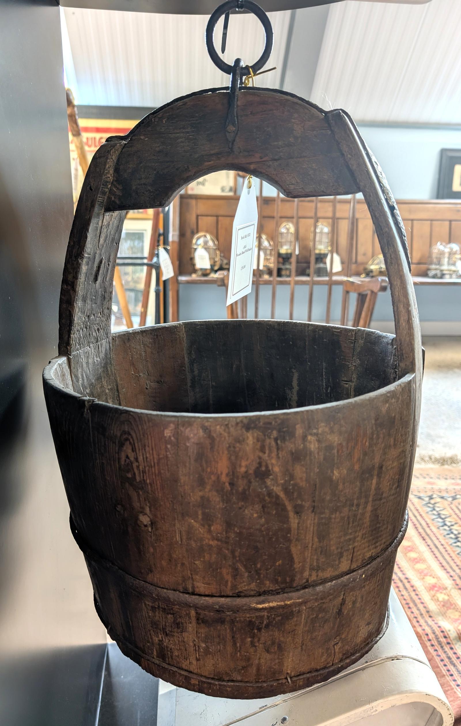 Reclaimed & Well Weathered 1855 Pine Slated Well Bucket (1 of 3)