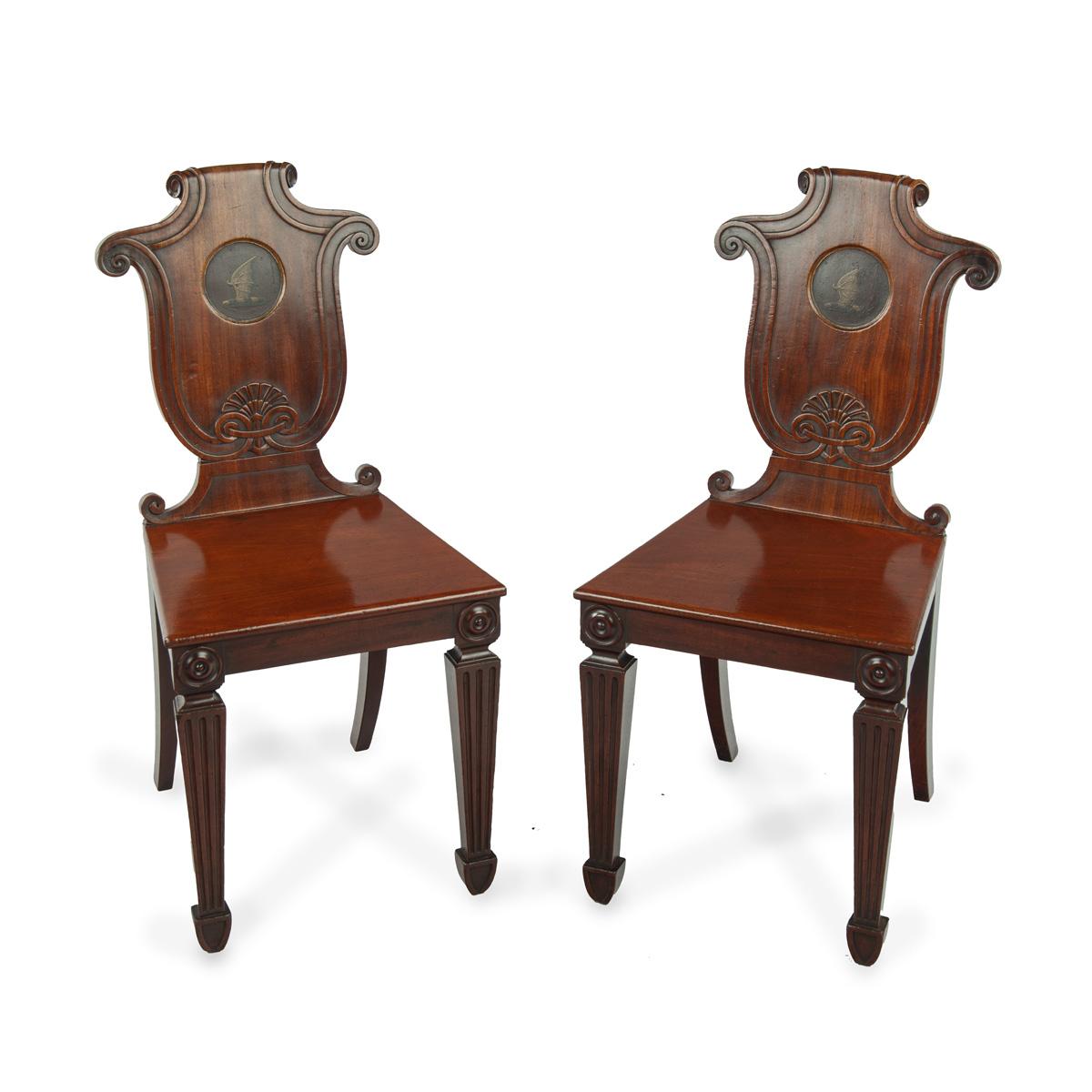 Pair of Rare Regency Mahogany Hall Chairs from the Bateson Family of Belvoir Park - Attributed to Seddon & Sons (1 of 9)