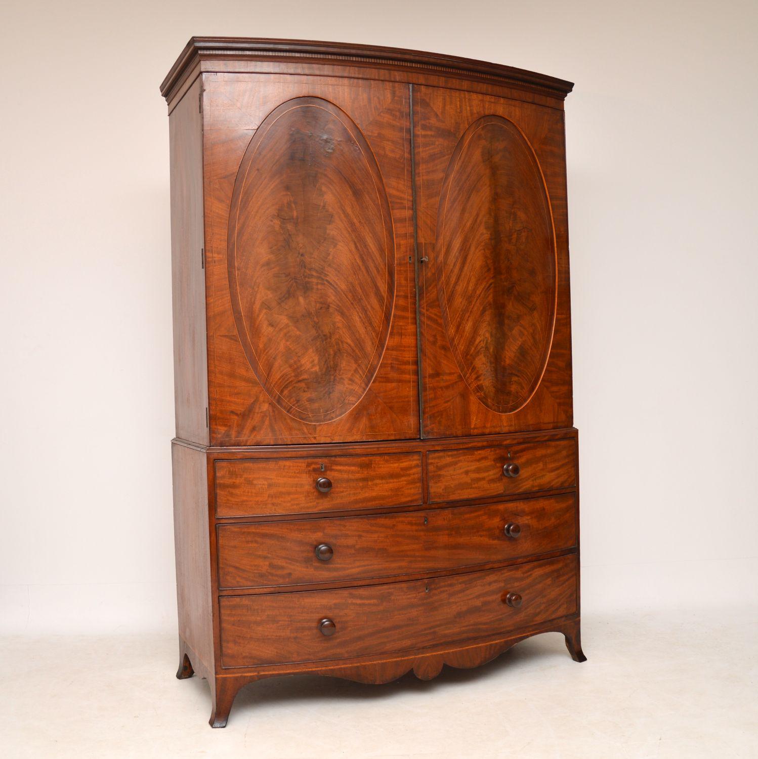 Antique George III Bow Fronted Linen Press (1 of 11) Antique George III Bow Fronted Linen Press (1 of 11)