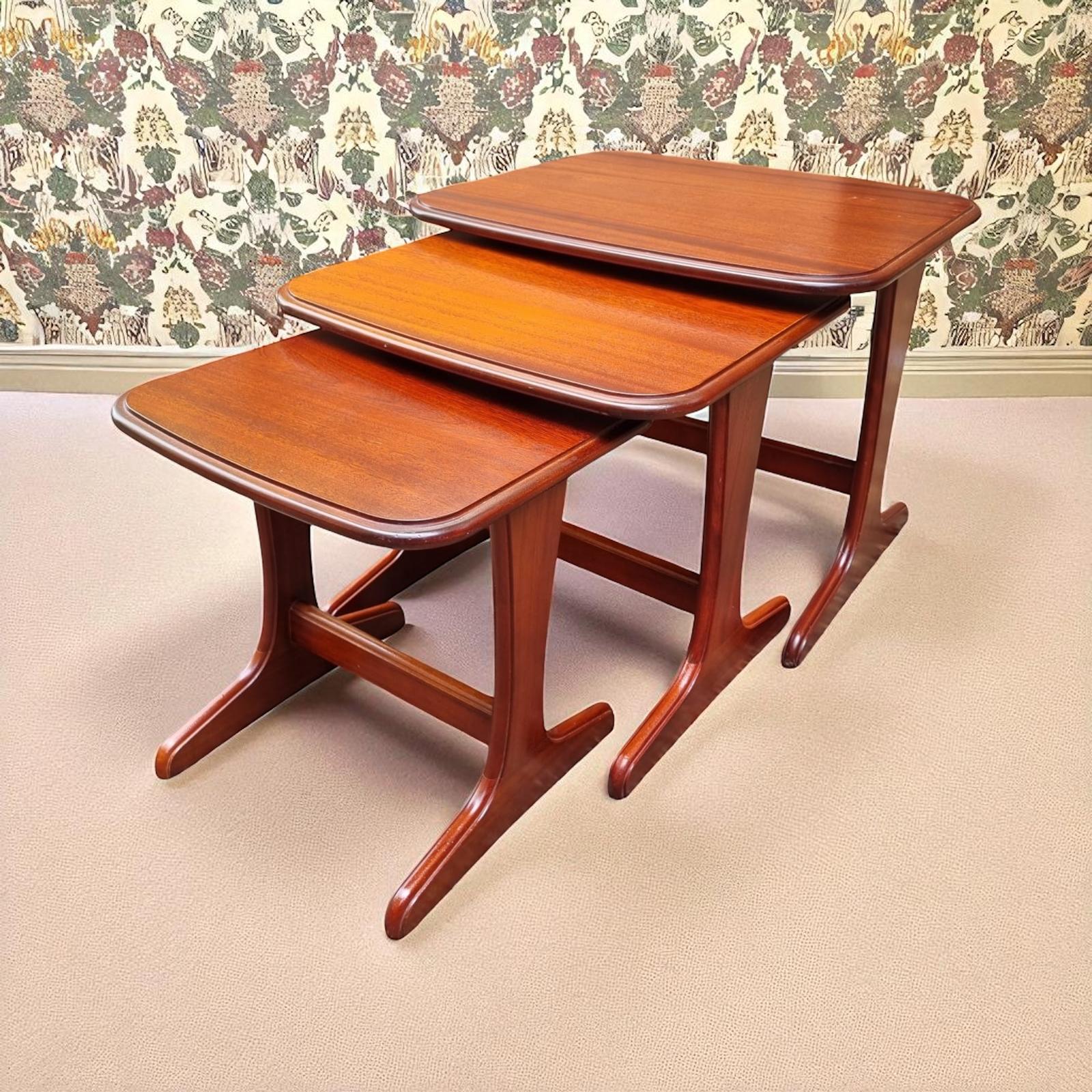 Vintage 20th Century Modern Teak Nest of Three Tables c.1970 (1 of 8)