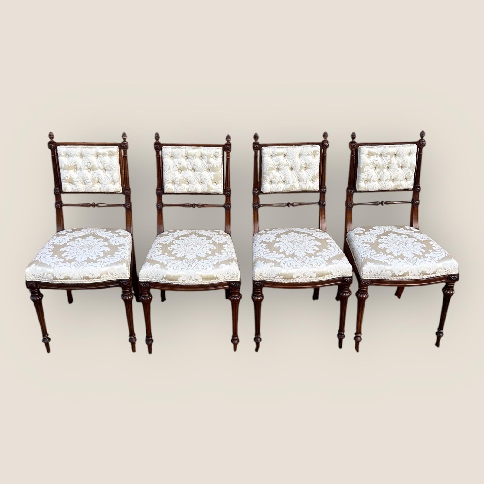 Antique Victorian Carved Mahogany 4 White Dinning Chairs Turner & Son Liverpool (1 of 10)