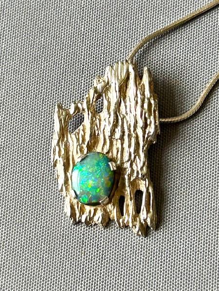 Brutalist Silver & Opal Pendant Necklace (1 of 7)