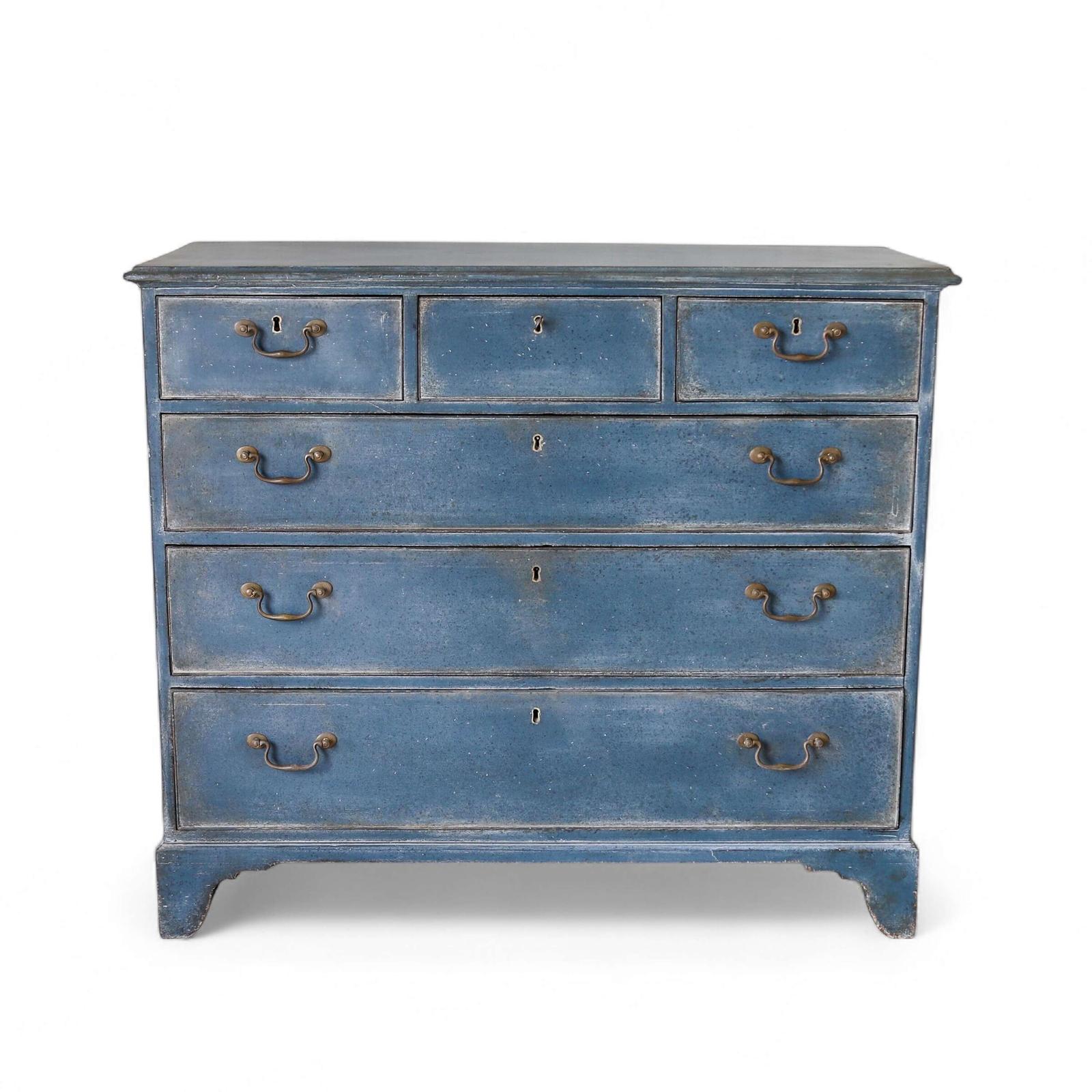 19th Century Large Chest of Drawers with Specialist Distressed Mottled Blue Finish (1 of 19)