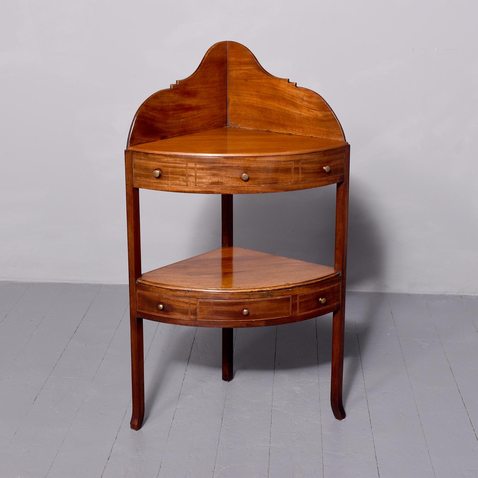 Large Inlaid Mahogany George III Corner Washstand (1 of 8)