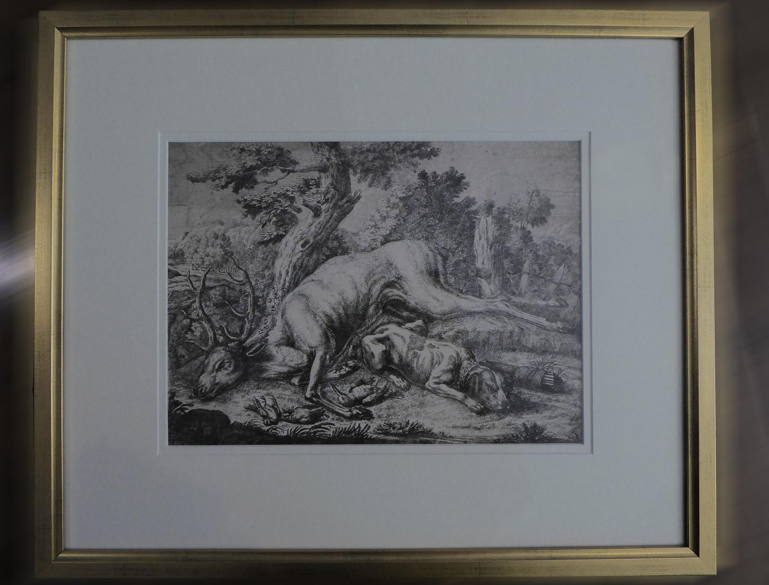 Framed Johann Elias Ridinger Engraving 18th Century (1 of 1)