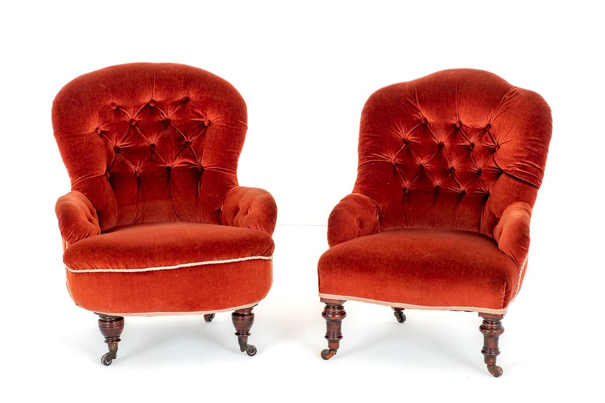 2 Victorian Upholstered Tub Chairs (1 of 7) 2 Victorian Upholstered Tub Chairs (1 of 7)