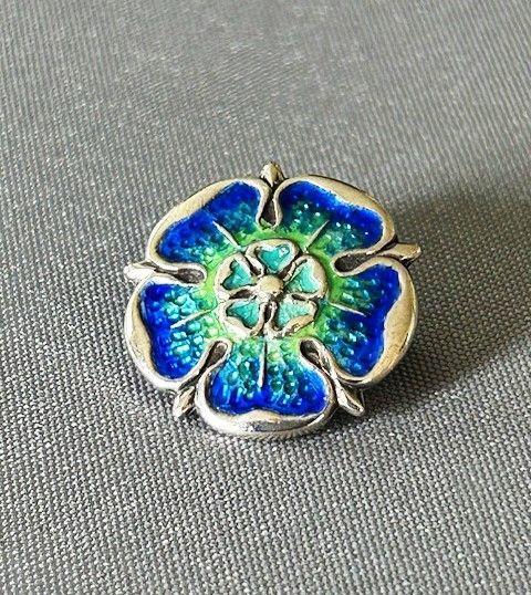 Edwardian Silver & Enamel Tudor Rose Brooch (1 of 5)