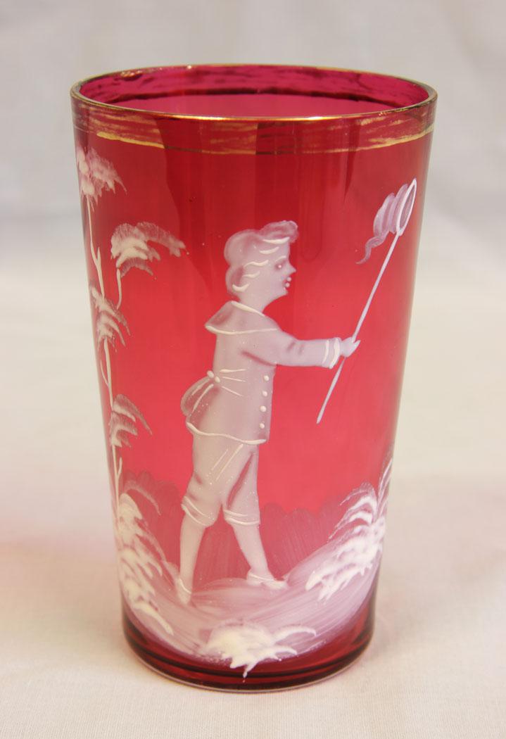 Victorian Mary Gregory Cranberry Glass Tot (1 of 4)