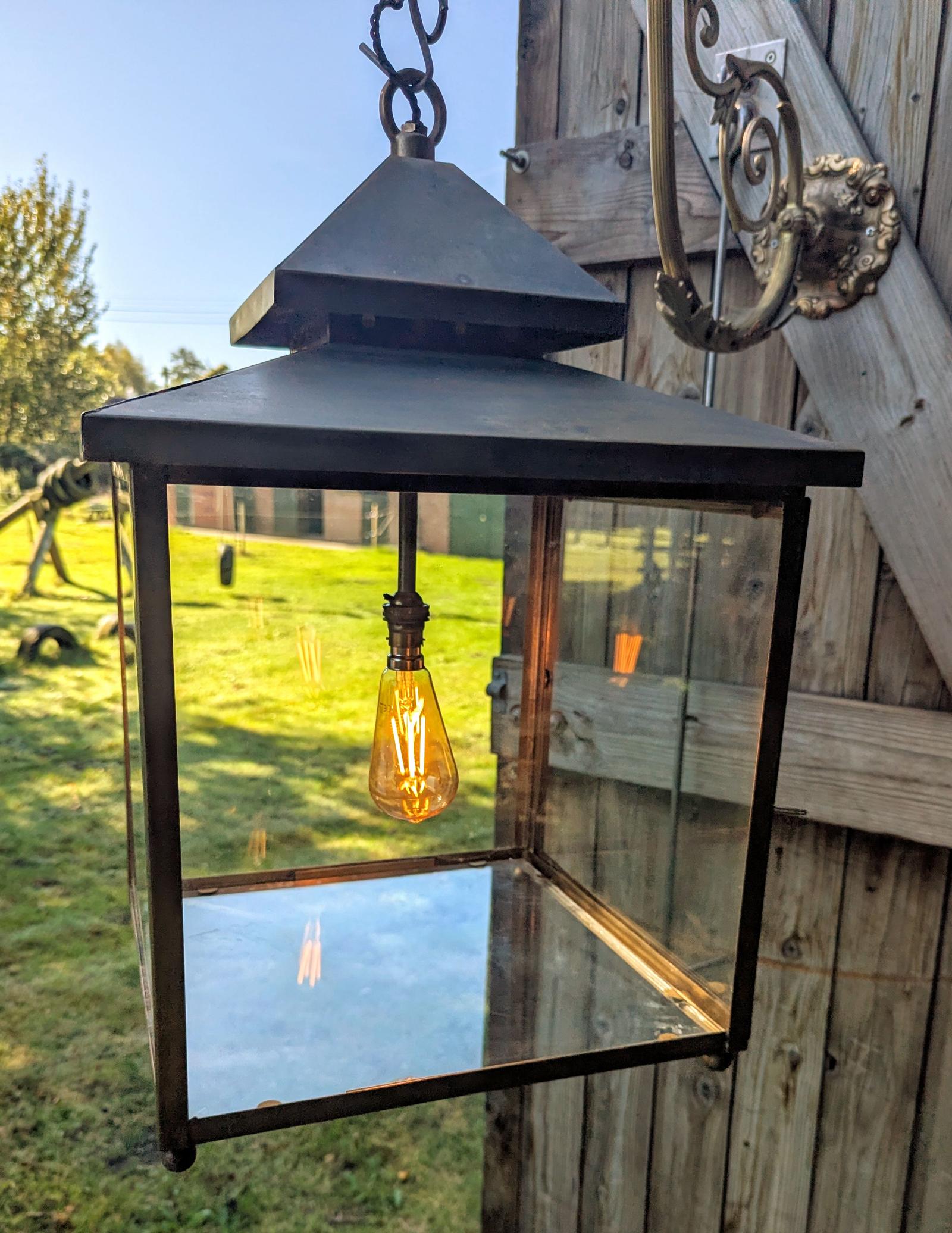 Contemporary Brass Porch Lantern Light Fixture (1 of 6)