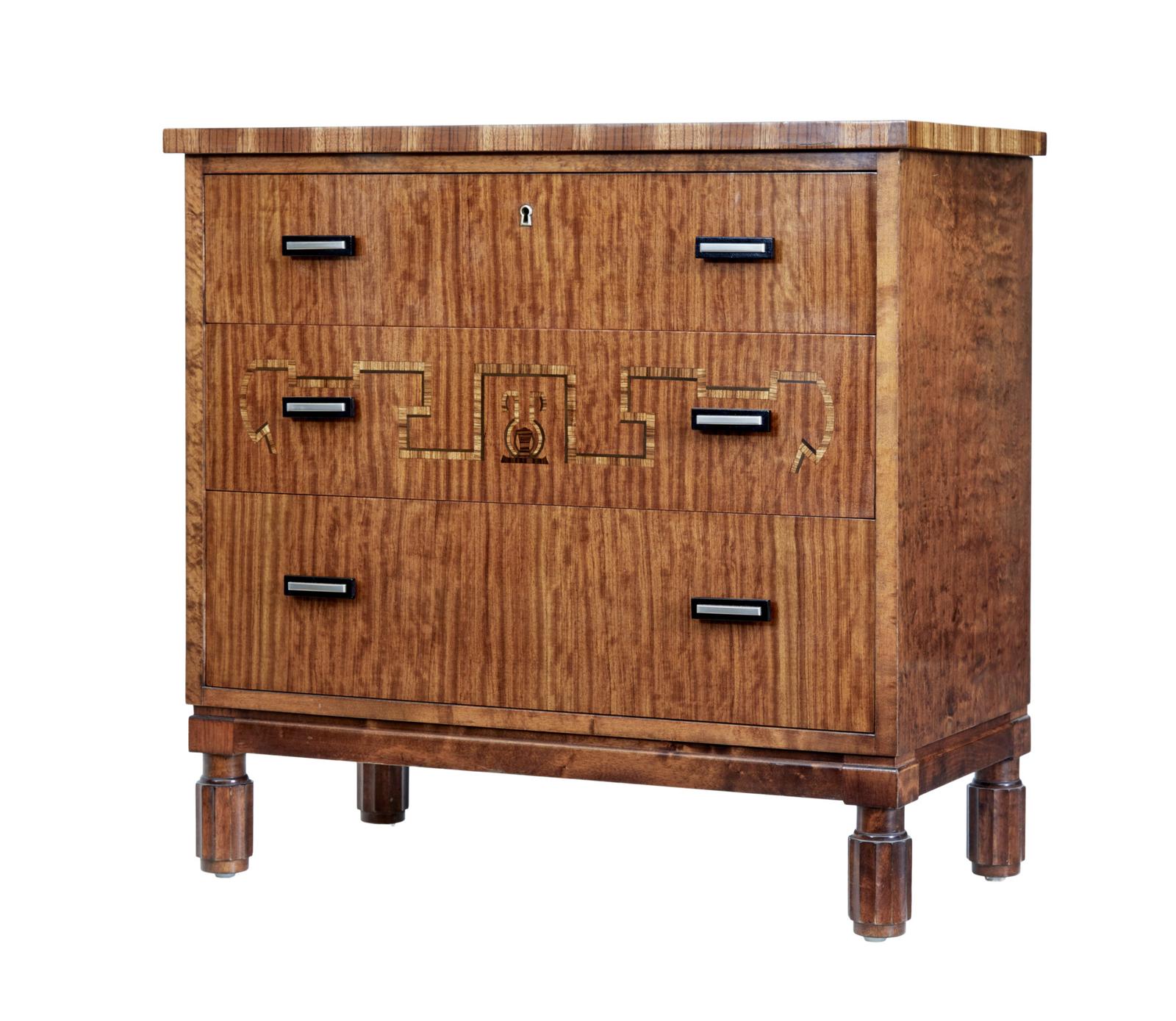 Scandinavian Art Deco Birch Inlaid Chest of Drawers (1 of 8)