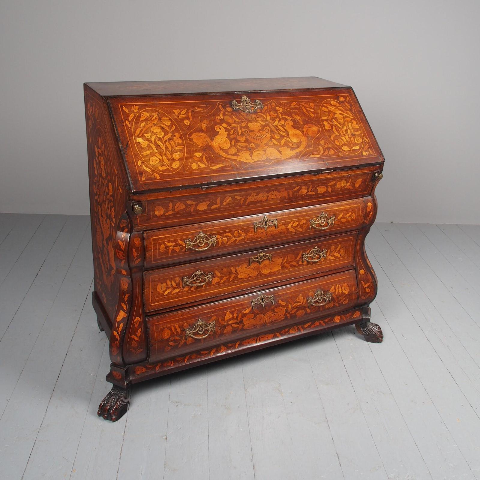 Antique Dutch Marquetry Bombe Bureau (1 of 15) Antique Dutch Marquetry Bombe Bureau (1 of 15)