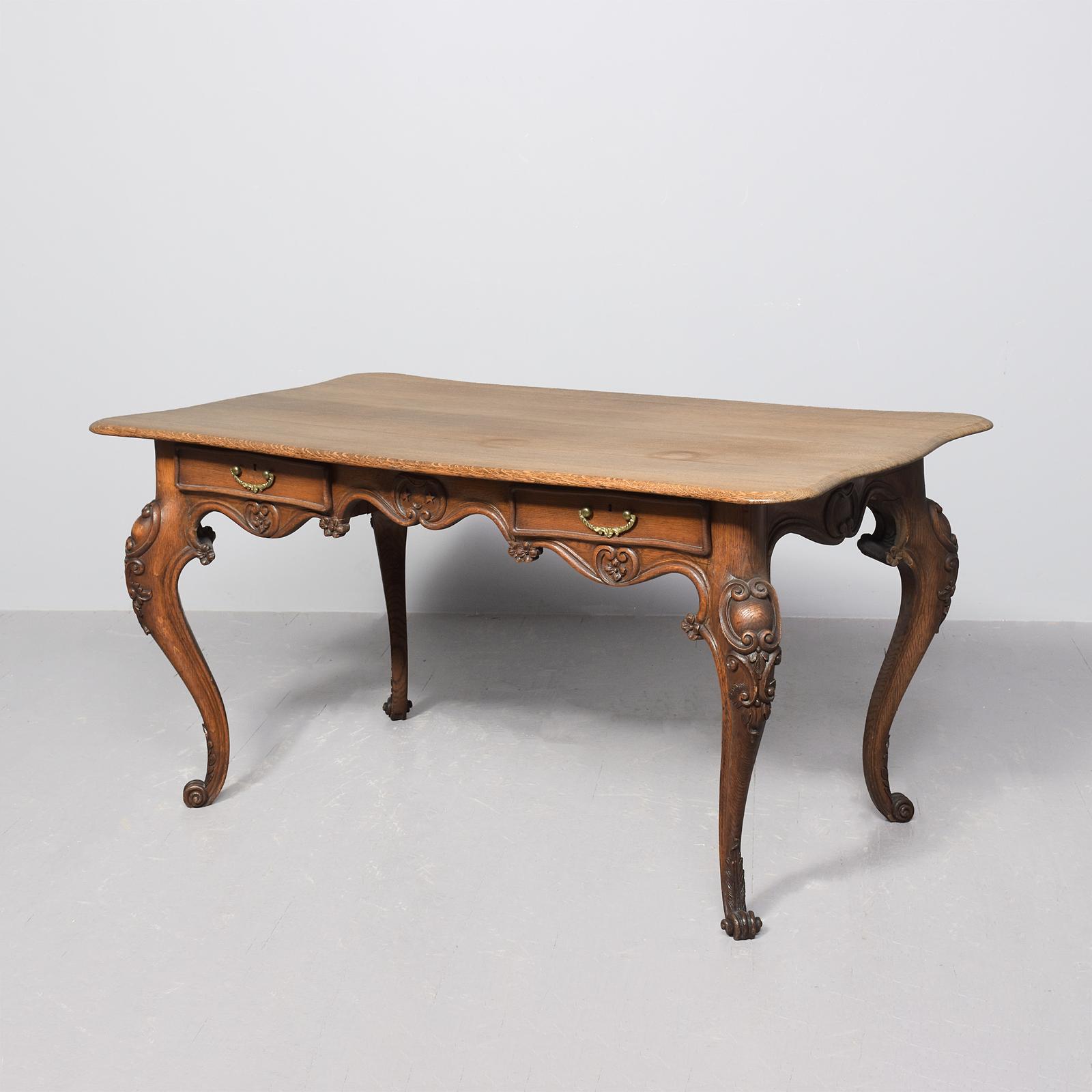 French Solid Oak Double-sided Writing Table (1 of 8) French Solid Oak Double-sided Writing Table (1 of 8)