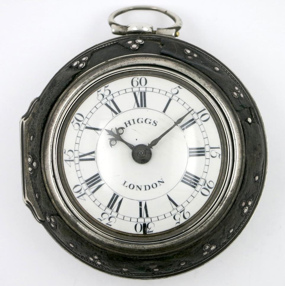 Antique Pocket Watch - Silver Leather Triple Cases - Higgs 1765 (1 of 14)