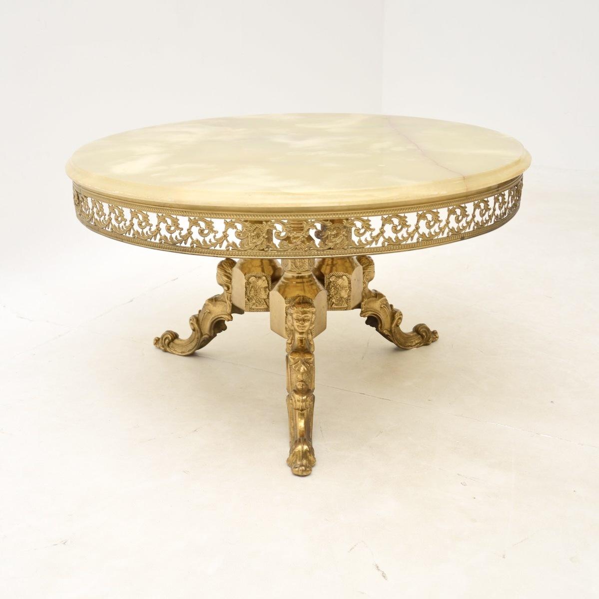 Antique French Brass and Onyx Coffee Table (1 of 8)