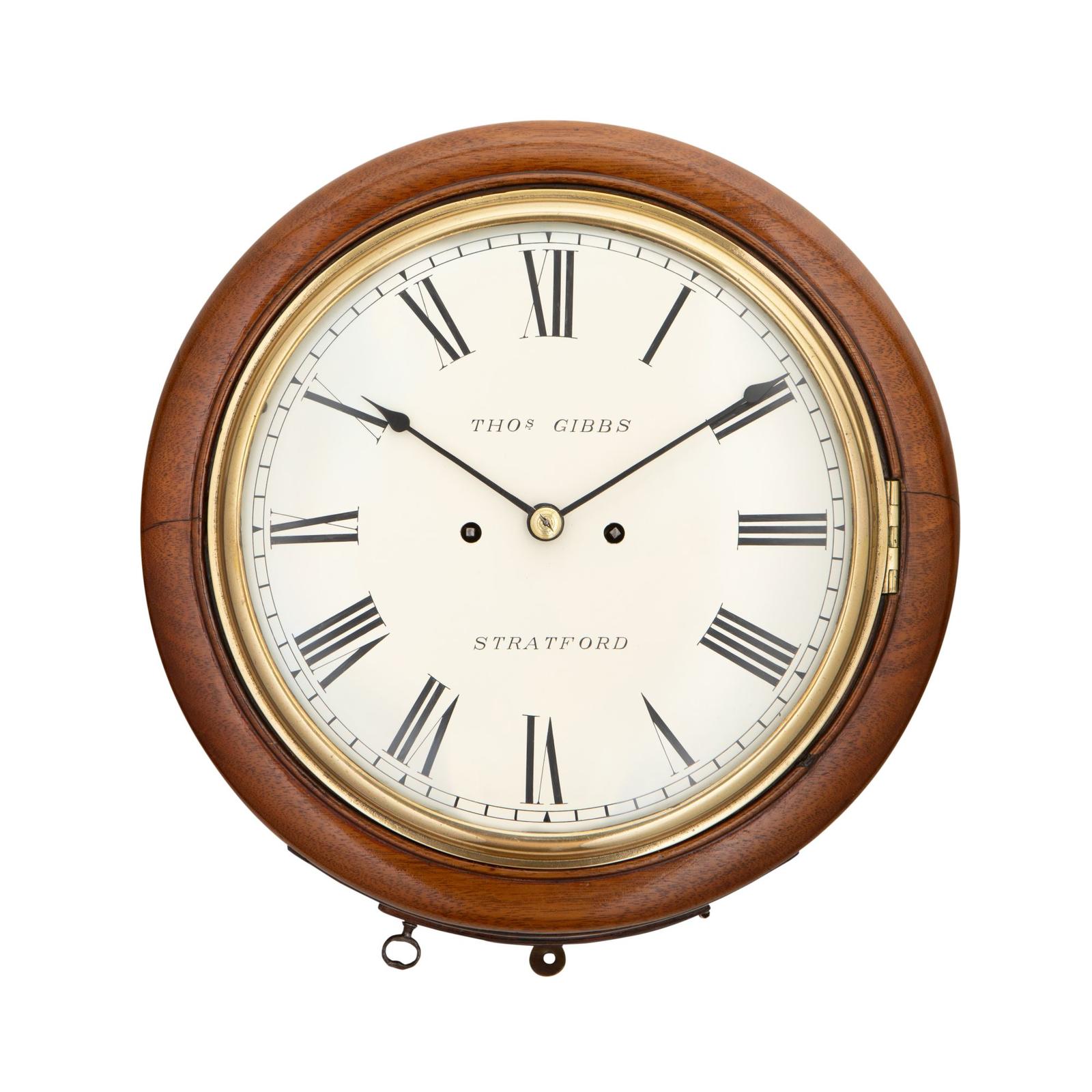 Thomas Gibbs of Stratford - 10″ Mahogany Striking Dial Clock (1 of 1)