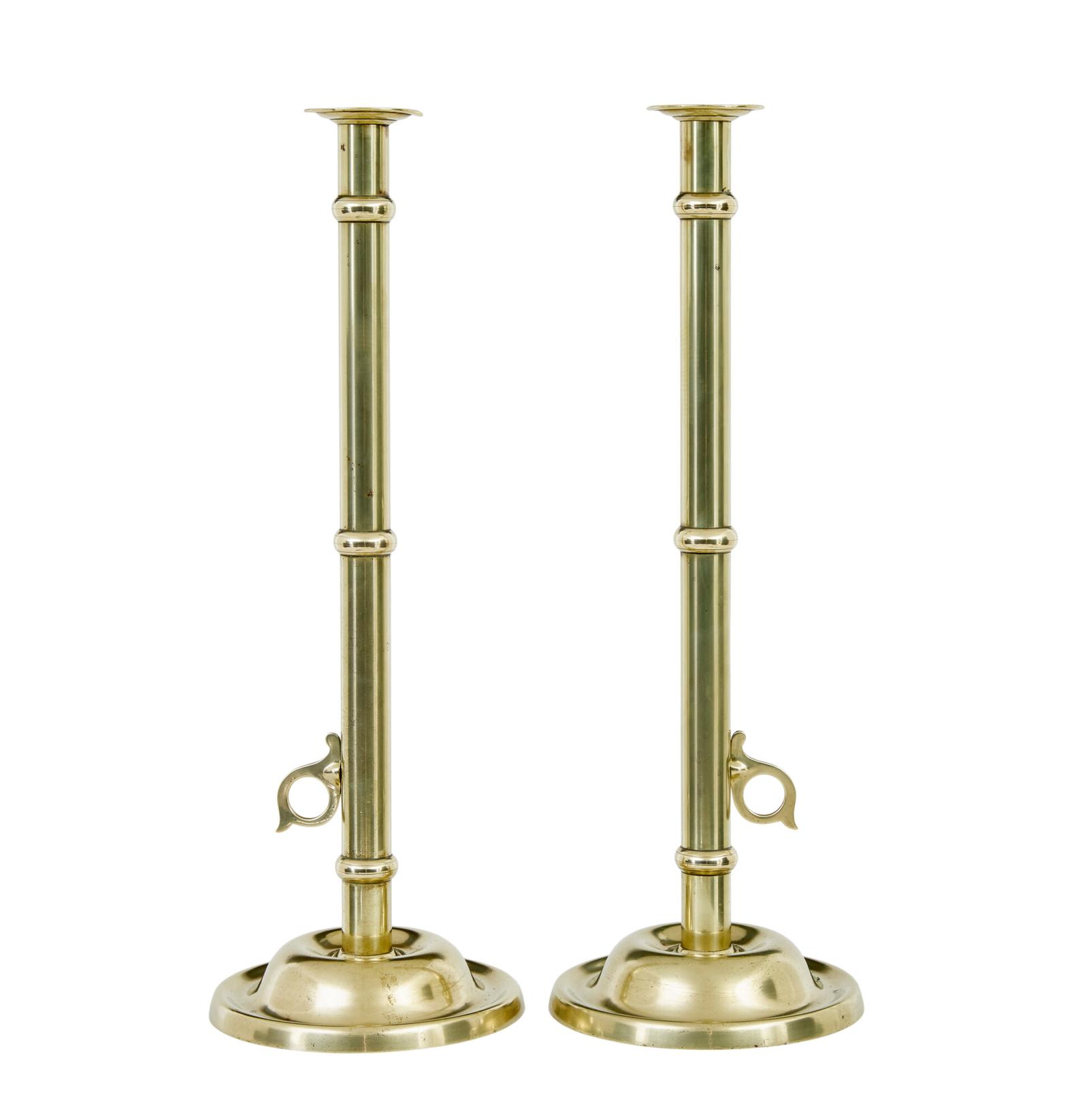 Pair of Arts & Crafts 19th Century Brass Candlesticks (1 of 6)
