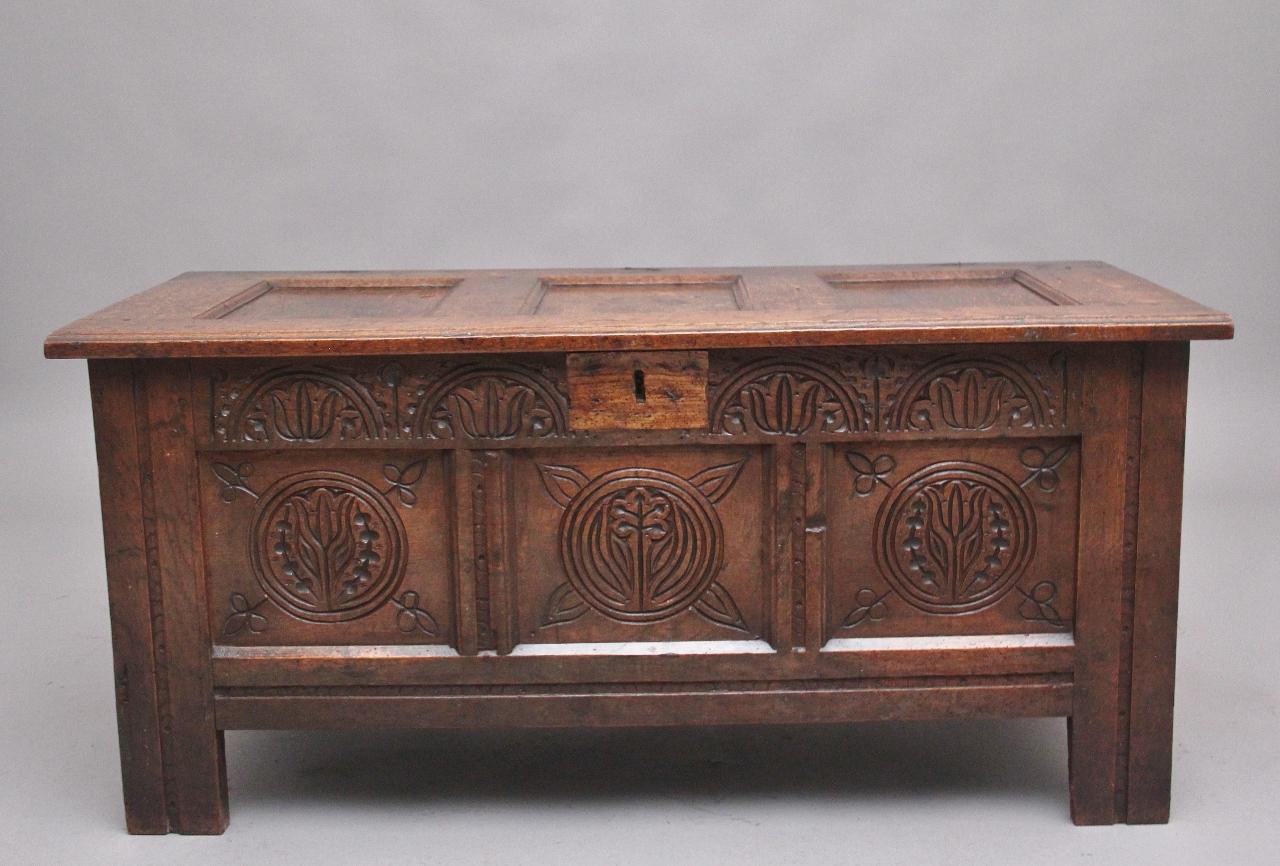 17th Century Antique Carved Oak Coffer (1 of 12)