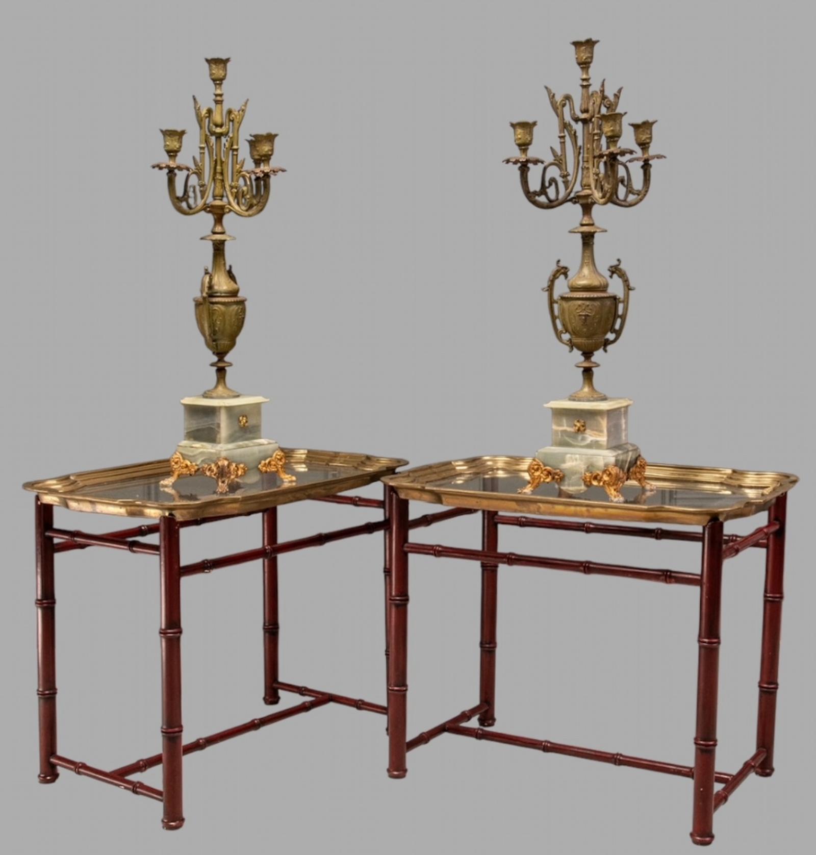 A Pair of Mid 20th C Brass, Glass and Bamboo Tables (1 of 7) A Pair of Mid 20th C Brass, Glass and Bamboo Tables (1 of 7)