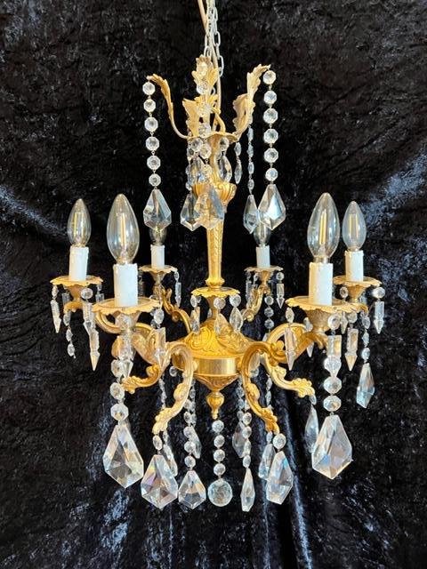 French Gilded Six Light Antique Chandelier (1 of 20)