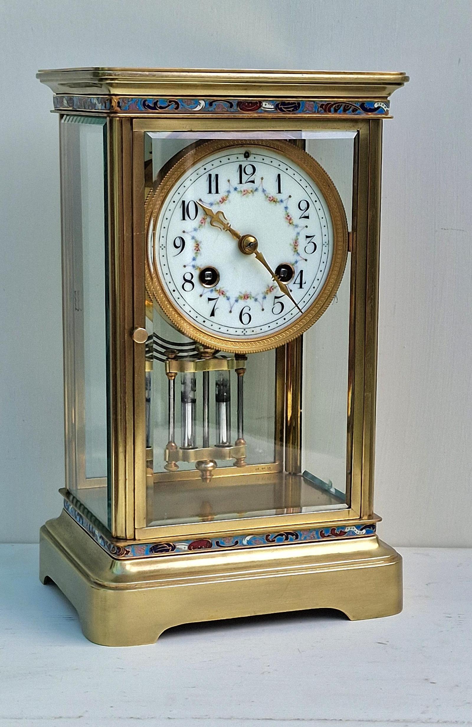 A Four Glass Mantel Clock With Enamel (1 of 6)