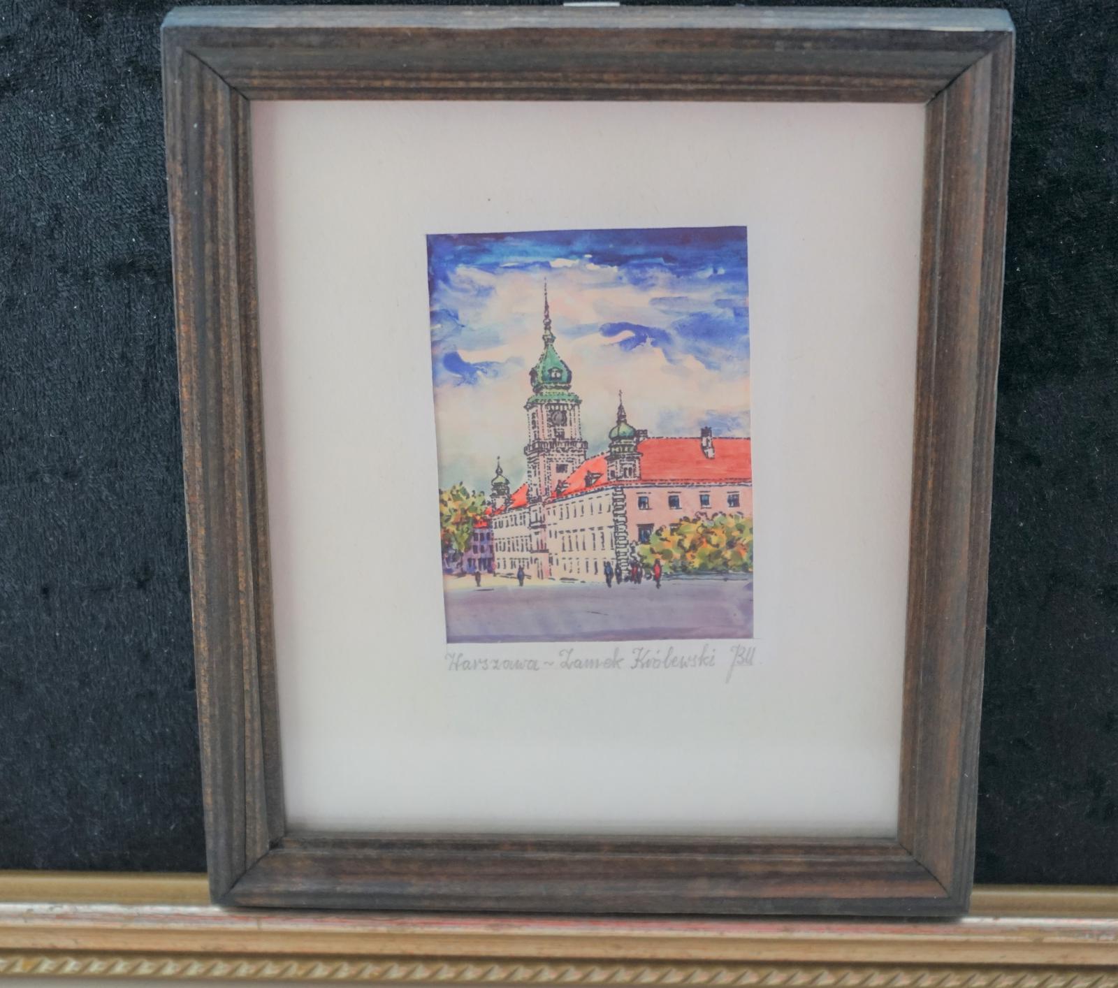Antique Miniature Watercolour - Warsaw's Glorious Royal Castle (1 of 6)