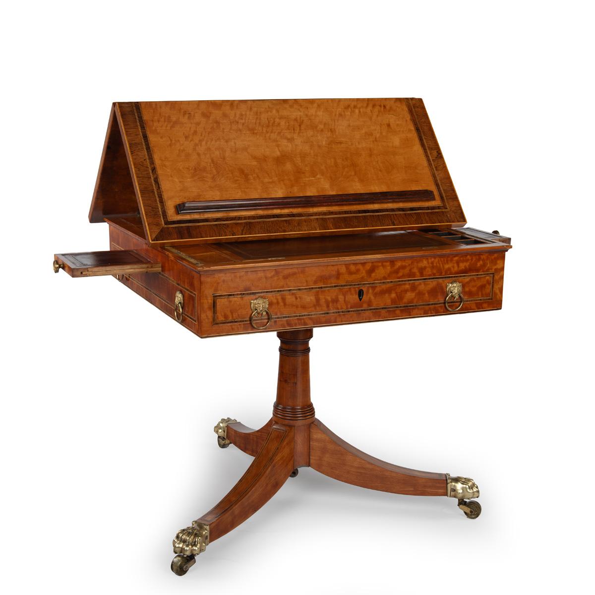 A Satinwood Reading and Writing Table with Campaign Features, Possibly Irish, c.1800 (1 of 14)
