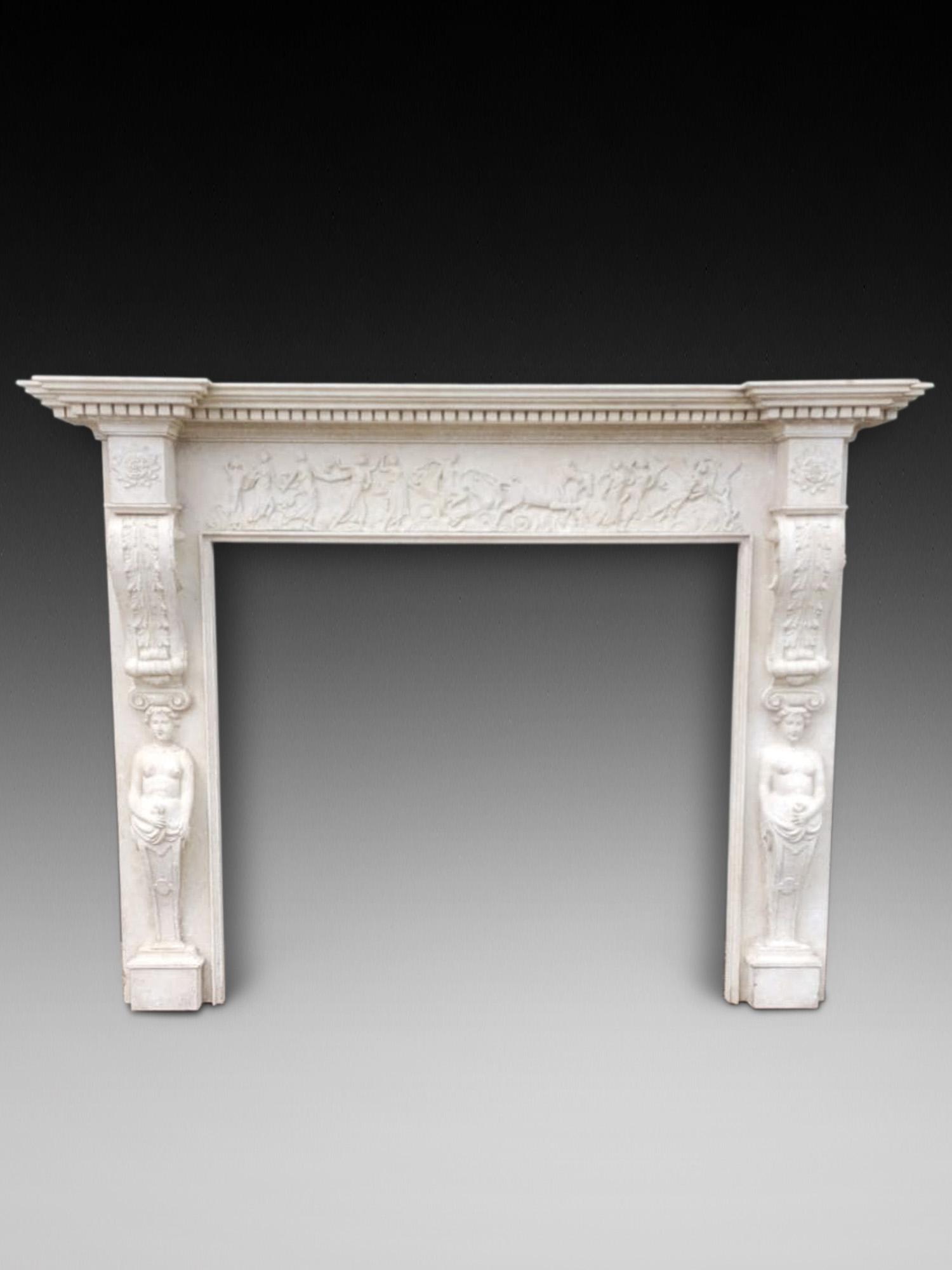 Impressive Carved Pine Fireplace in Neo-classical Style (1 of 5)
