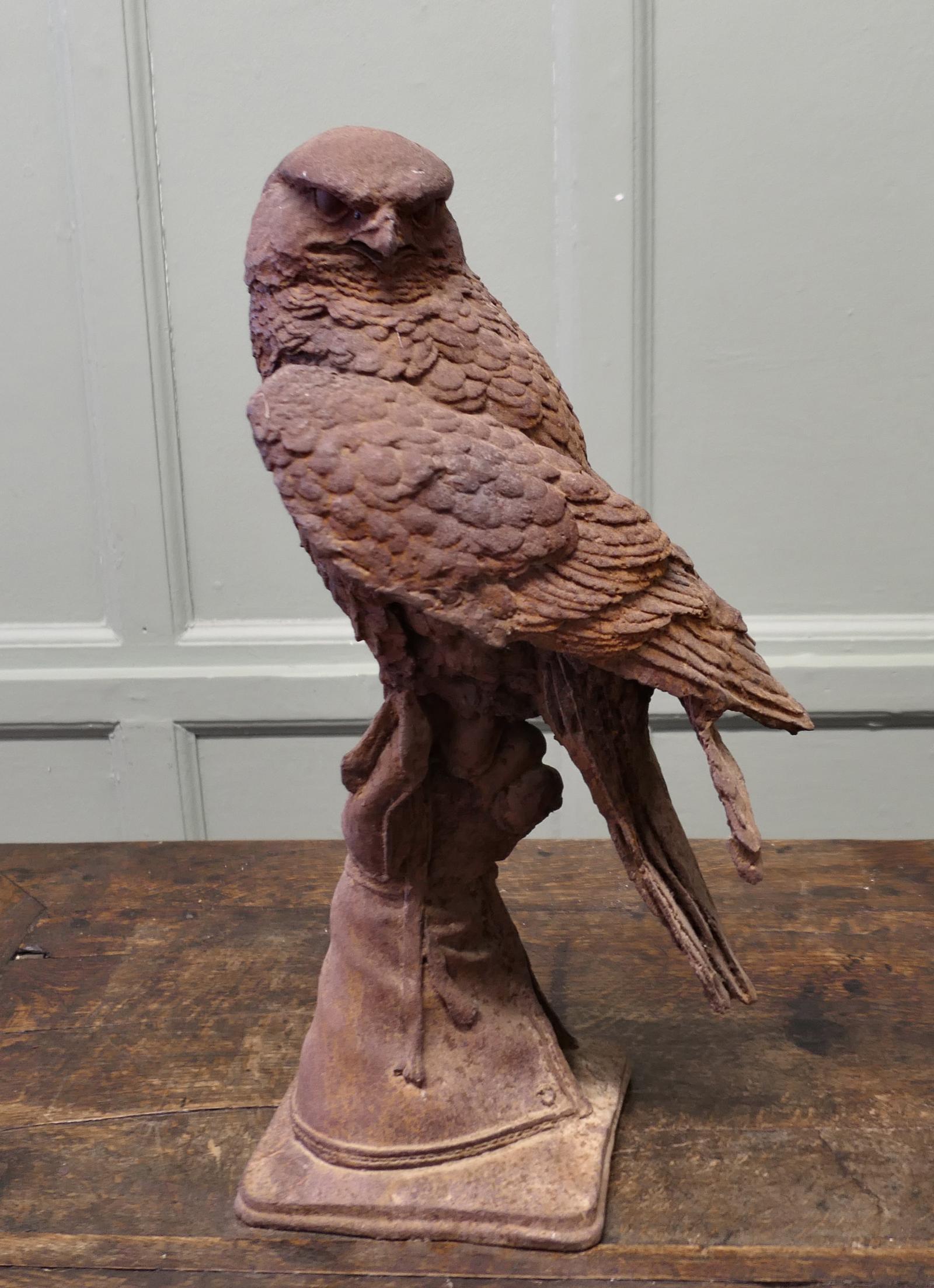 2ft Tall Weathered Cast Iron Statue of a Falcon on a Gloved Hand (1 of 6) 2ft Tall Weathered Cast Iron Statue of a Falcon on a Gloved Hand (1 of 6)