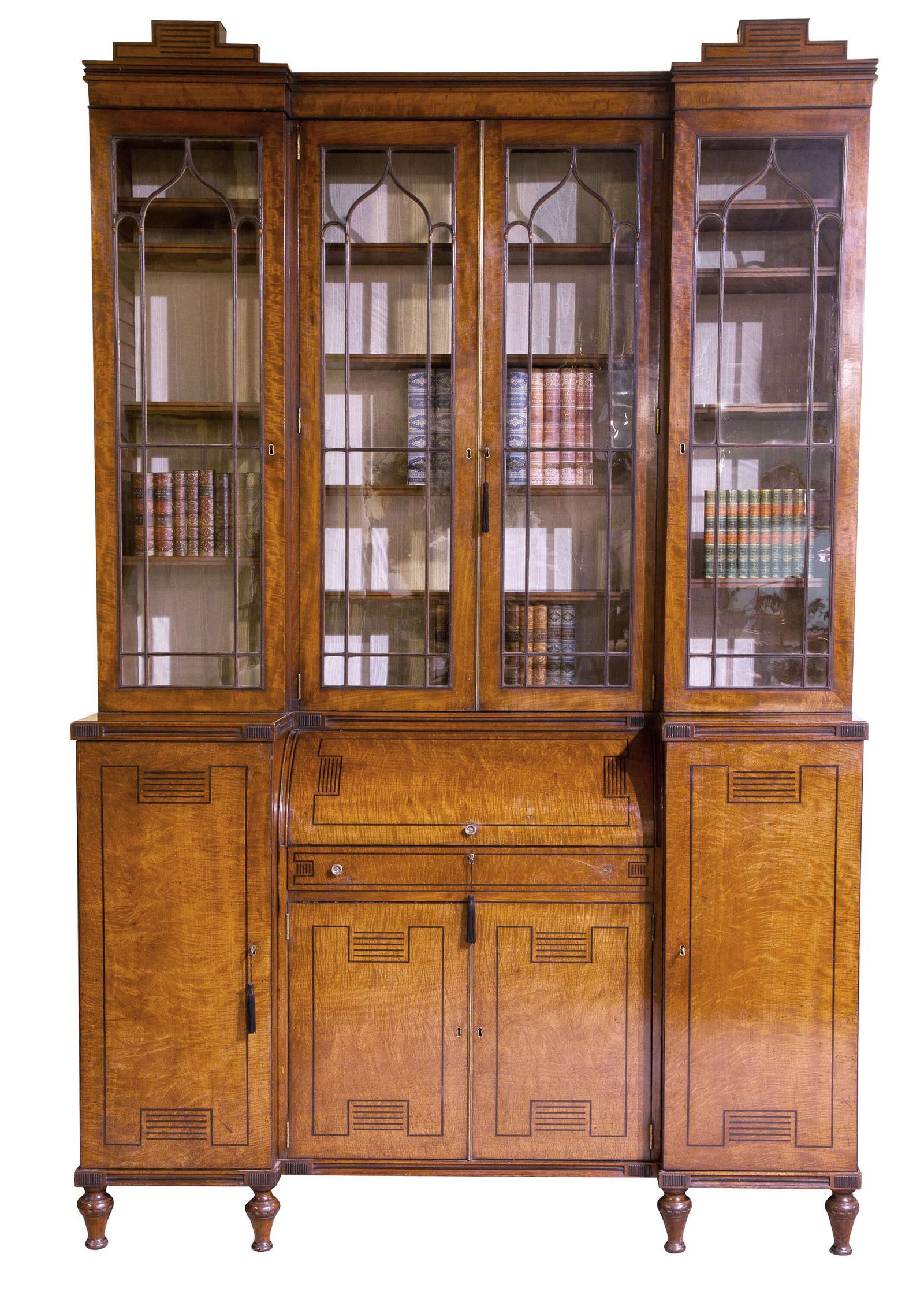 Important Regency Mahogany, Satinwood & Ebony Inlaid Breakfront Secretaire Bookcase (1 of 12) Important Regency Mahogany, Satinwood & Ebony Inlaid Breakfront Secretaire Bookcase (1 of 12)