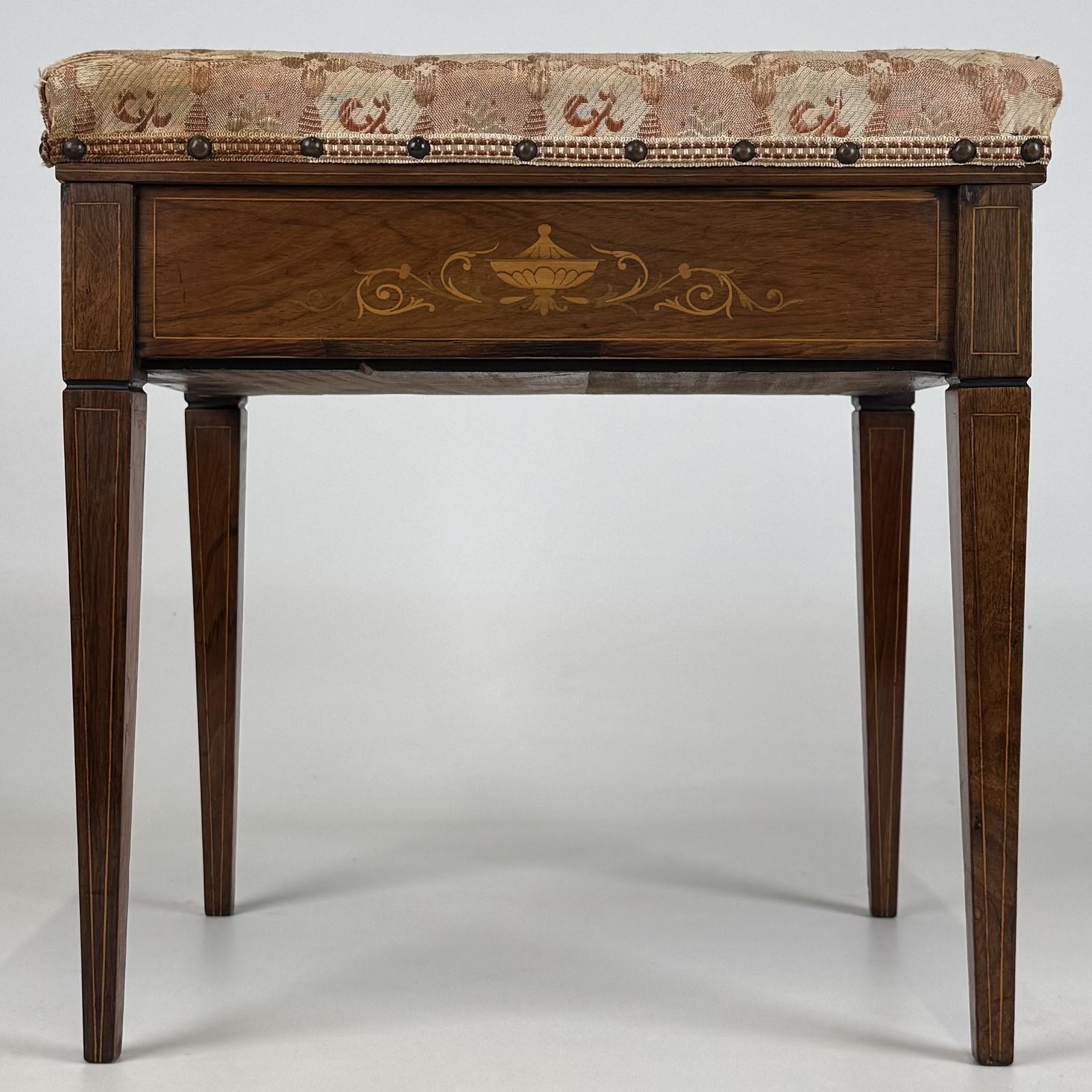 Antique 20th Century Marquetry Piano Stool In Rosewood (1 of 10)
