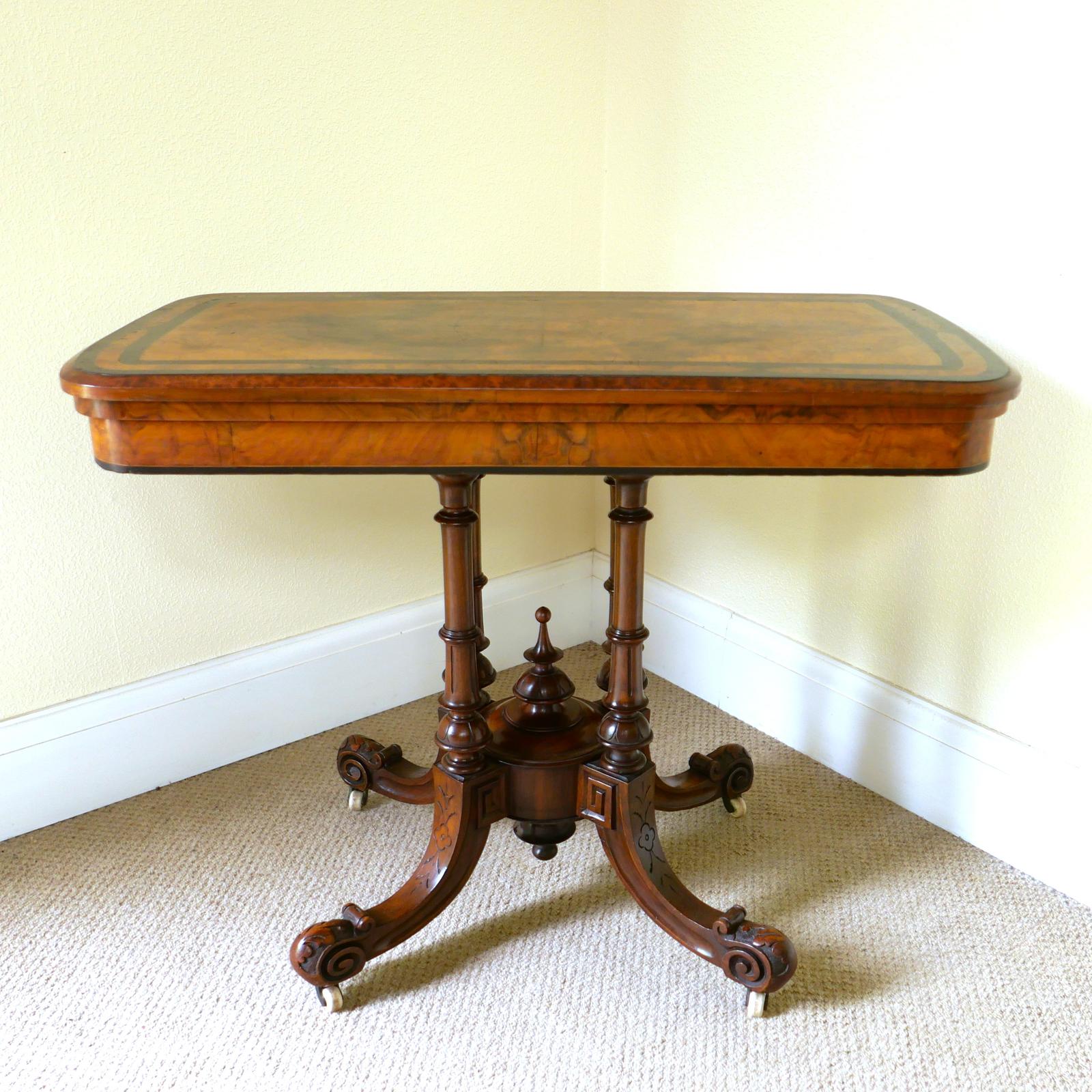 Victorian Burr Walnut Card Table c.1860 (1 of 7)