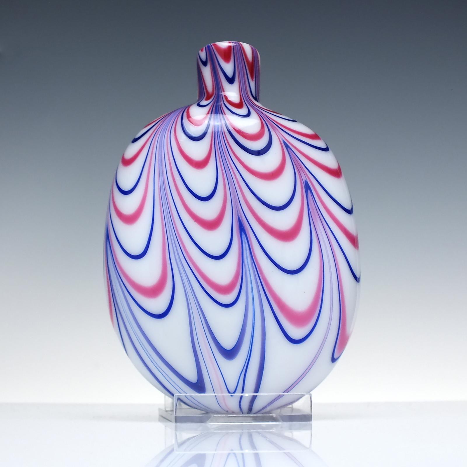 19th Century Nailsea Glass Flask with Red & White Trailing c.1830 (1 of 5)