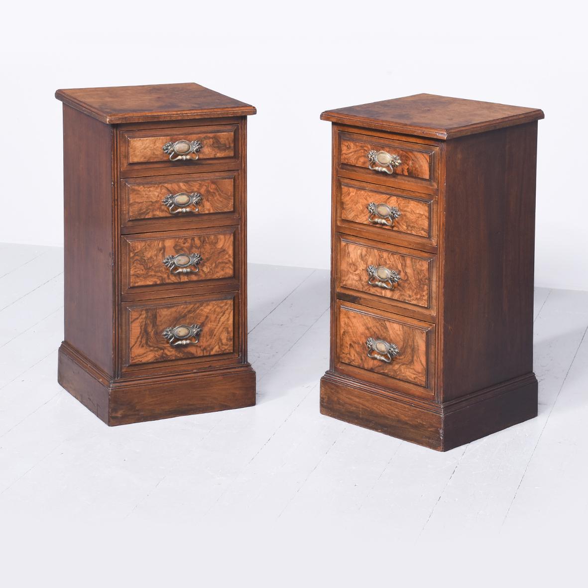 Pair of Late Victorian Burr Walnut Chest of Drawers / Bedside Lockers (1 of 7)