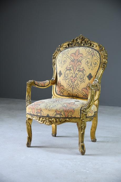 Louis XV Style French Gilt Chair (1 of 12)