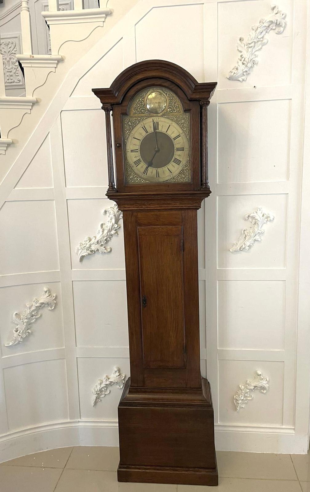 Antique Quality Oak Three Train Chiming Brass Face Longcase Clock Signed John Simpson, London (1 of 17) Antique Quality Oak Three Train Chiming Brass Face Longcase Clock Signed John Simpson, London (1 of 17)