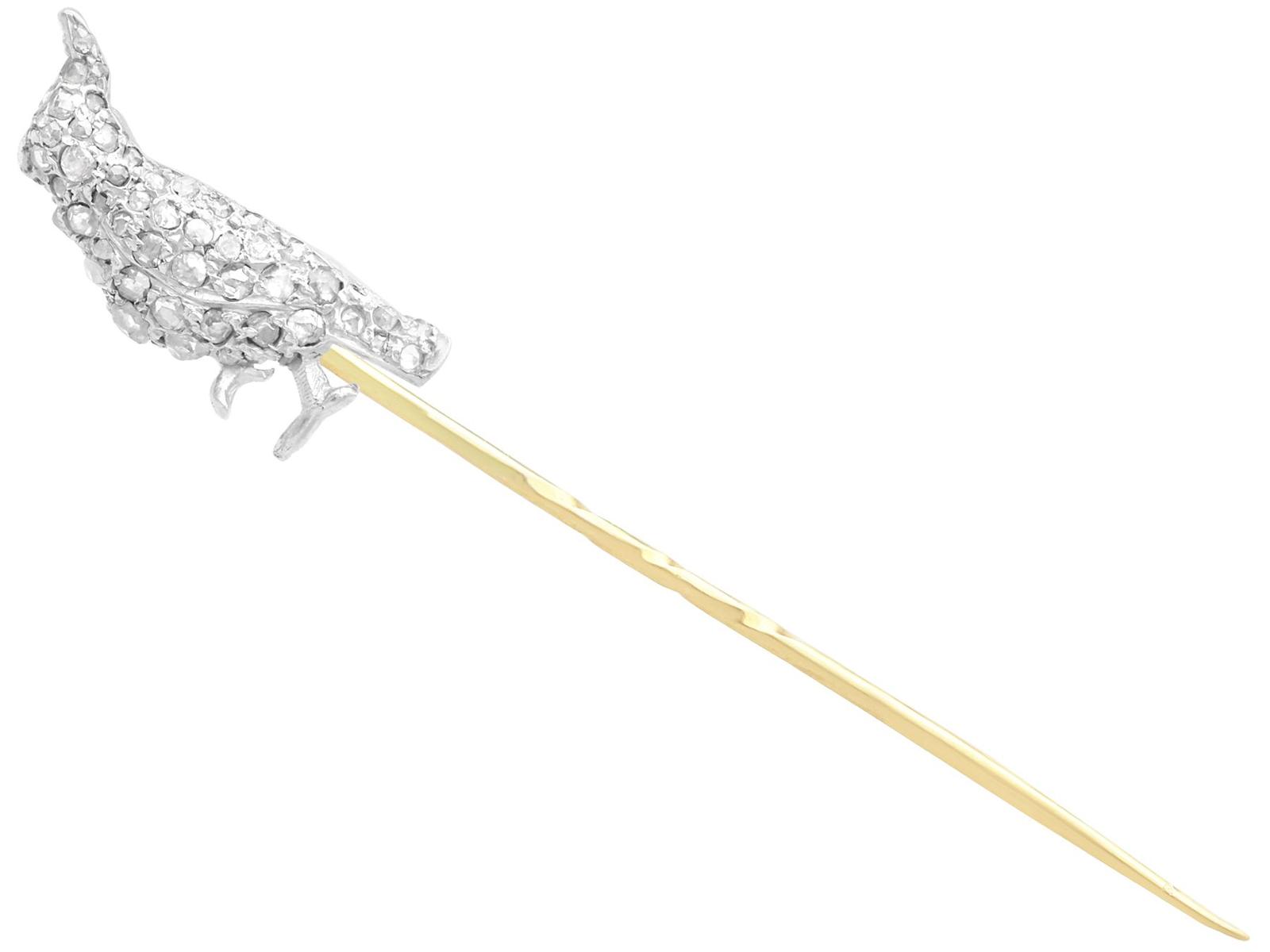 Antique Victorian 0.32ct Diamond & 9ct Yellow Gold Bird Pin Brooch (1 of 6)