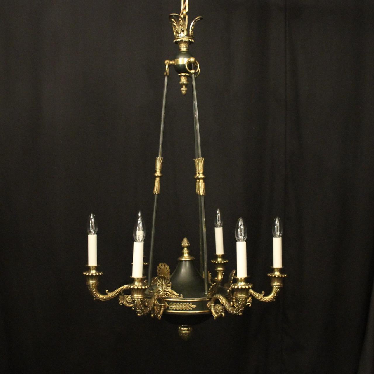 French Gilded Bronze Empire 6 Light Chandelier (1 of 10)
