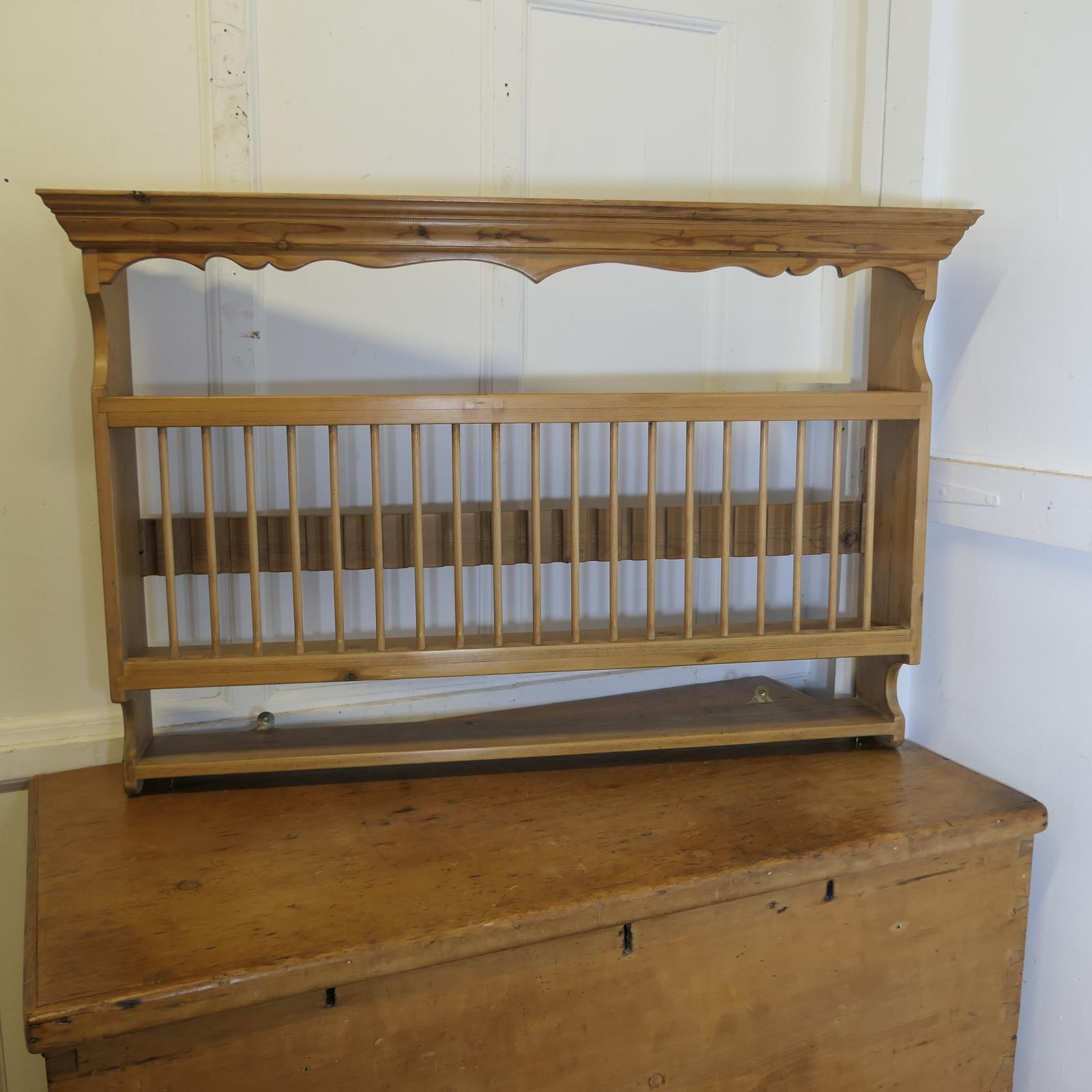 Long Wall Hanging Pine Plate Rack (1 of 8) Long Wall Hanging Pine Plate Rack (1 of 8)
