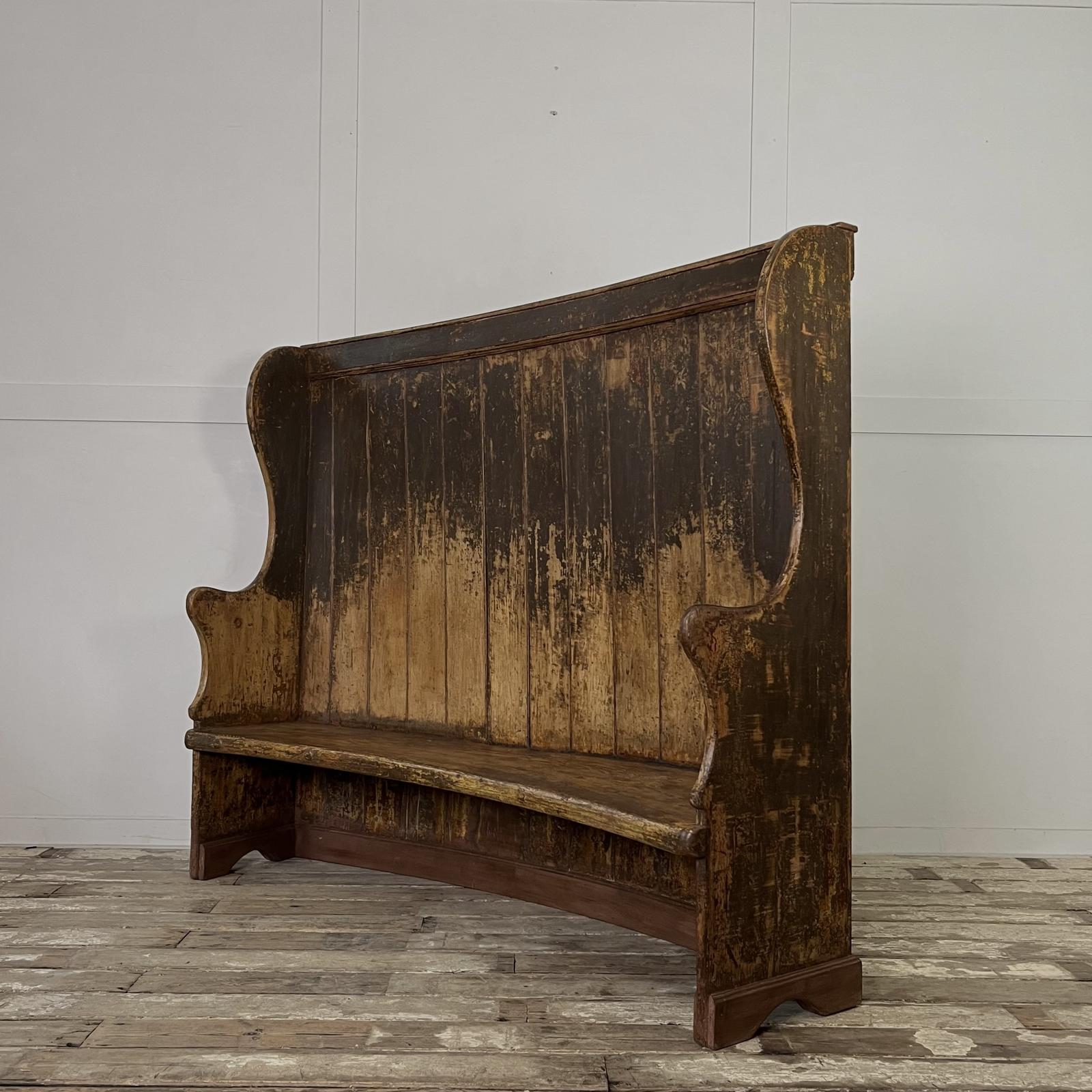 Mid 19th C. Pine Barrel Back Settle (1 of 13) Mid 19th C. Pine Barrel Back Settle (1 of 13)