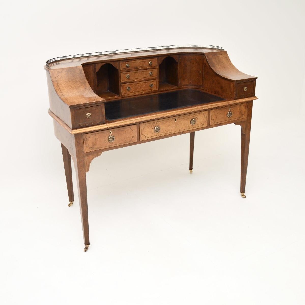 Antique Burr Walnut Carlton House Desk (1 of 12)