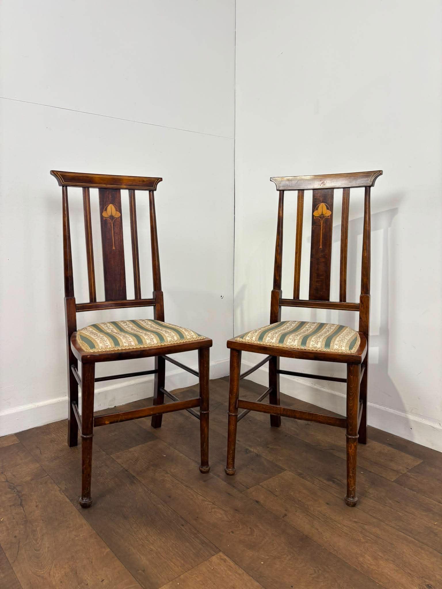 Pair of Edwardian Arts & Crafts Inlaid Mahogany Parlour Chairs (1 of 13) Pair of Edwardian Arts & Crafts Inlaid Mahogany Parlour Chairs (1 of 13)