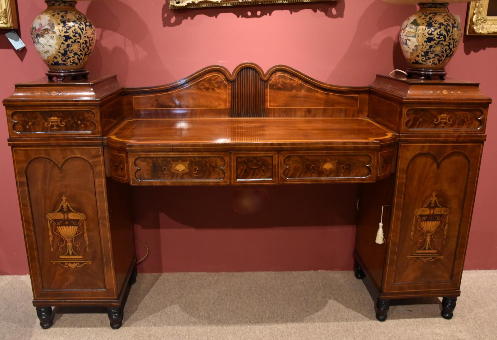 Regency Flamed Mahogany Inlaid Pedestal Sideboard (1 of 10)