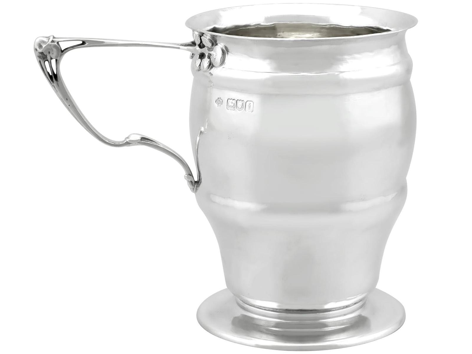 Antique Edwardian Sterling Silver Arts & Crafts Mug (1 of 9)