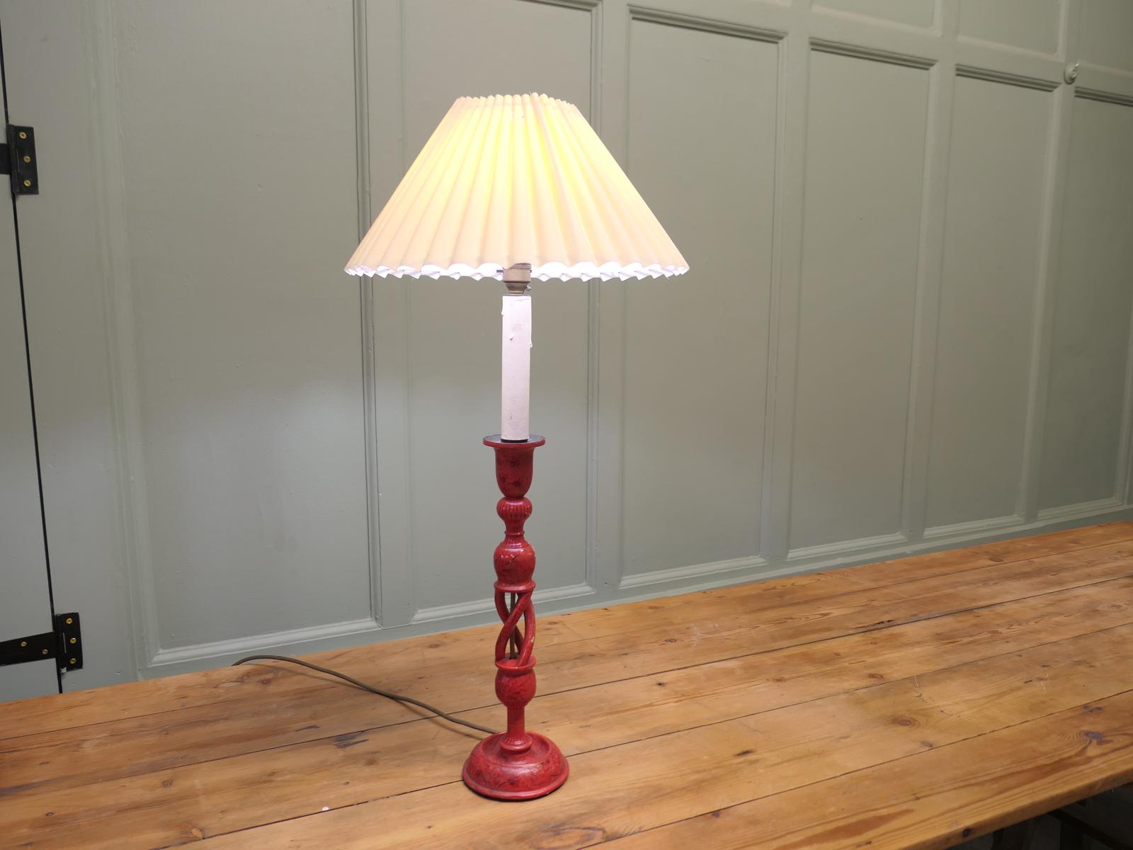 Lovely Turned & Painted Barley Twist Table Lamp (1 of 6)