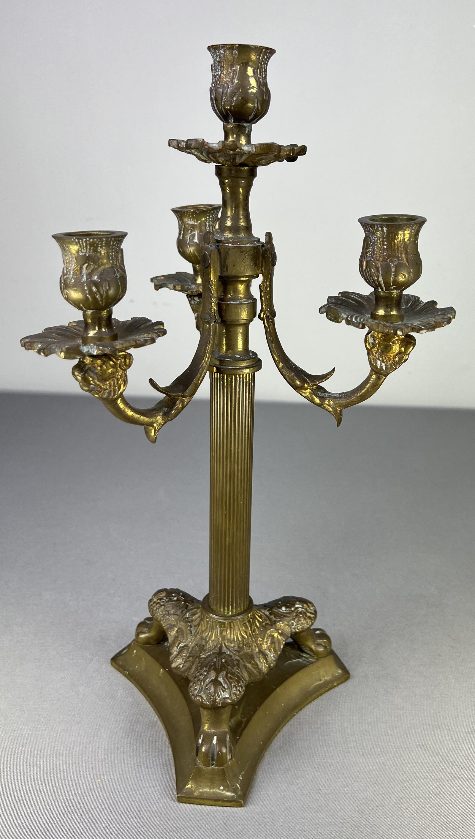Four Arm French Vintage Brass Candelabra (1 of 11)
