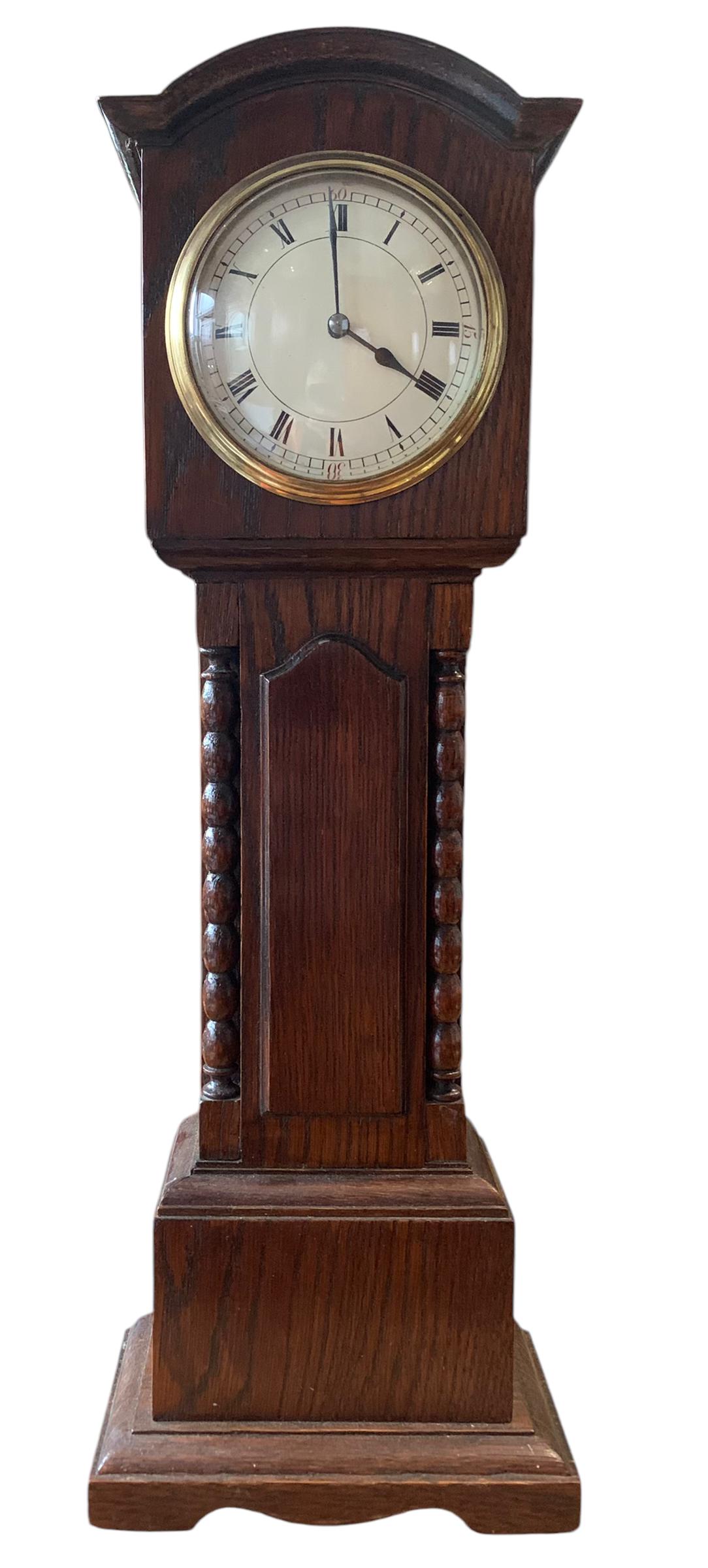 Fabulous Oak Miniature Longcase Mantel Clock – Ca1900 (1 of 11)